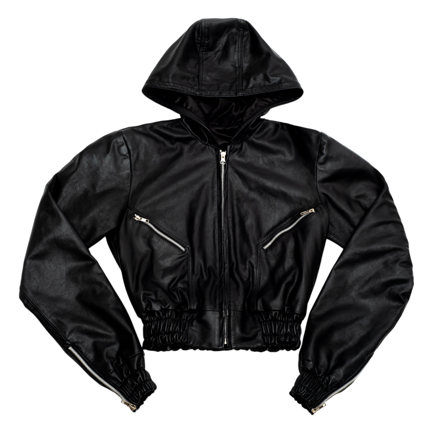 LEATHER HOODED JACKET