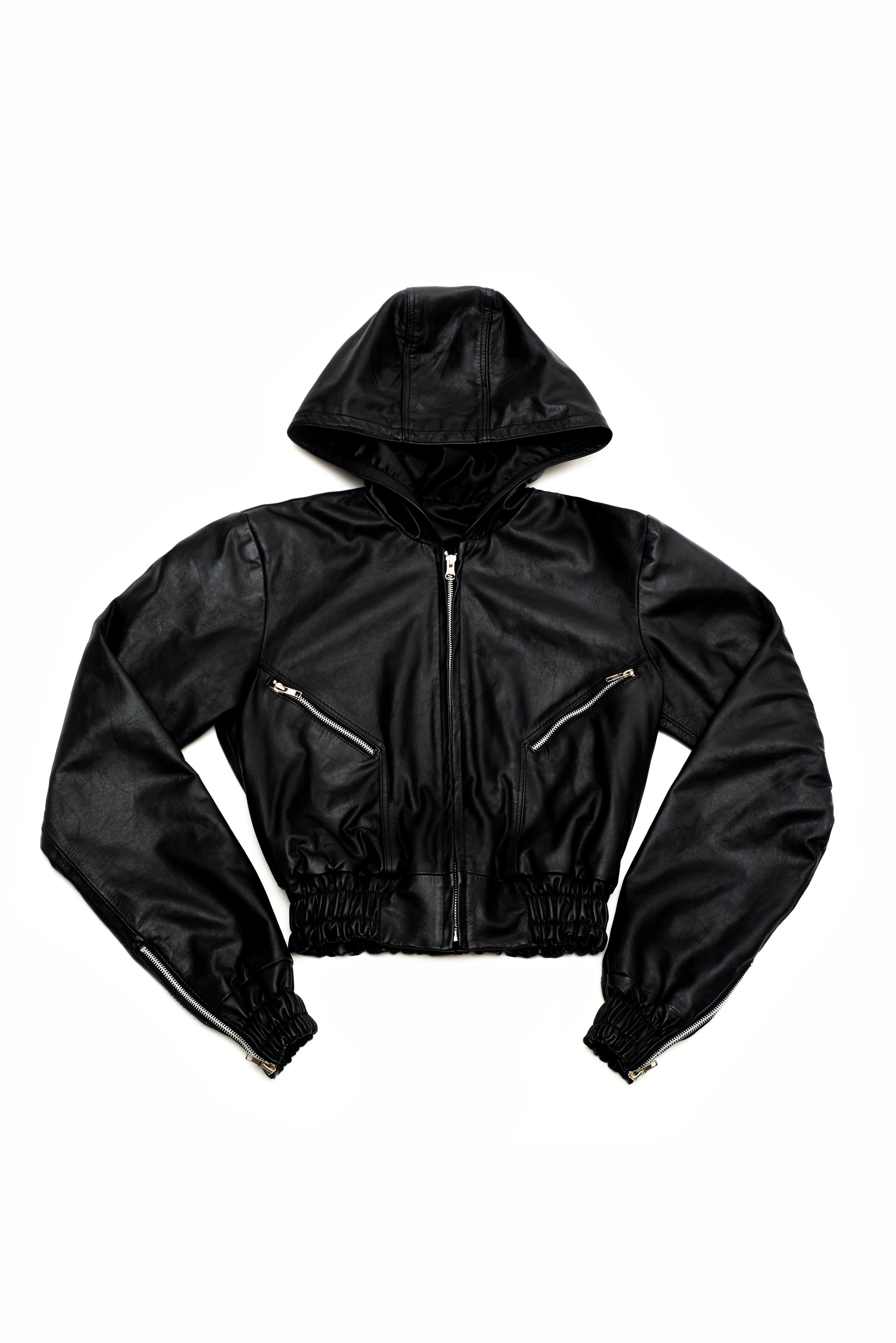 LEATHER HOODED JACKET