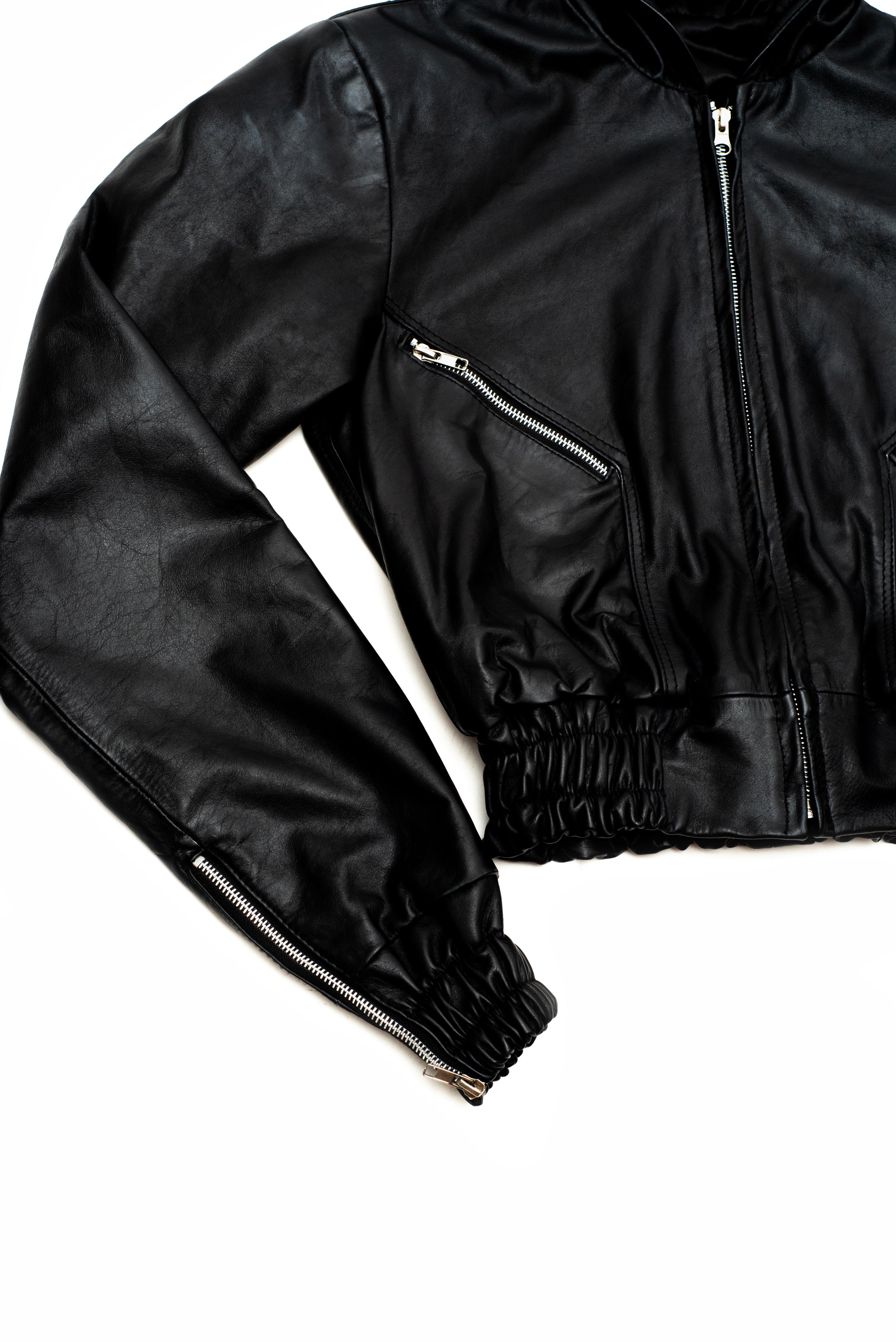 LEATHER HOODED JACKET