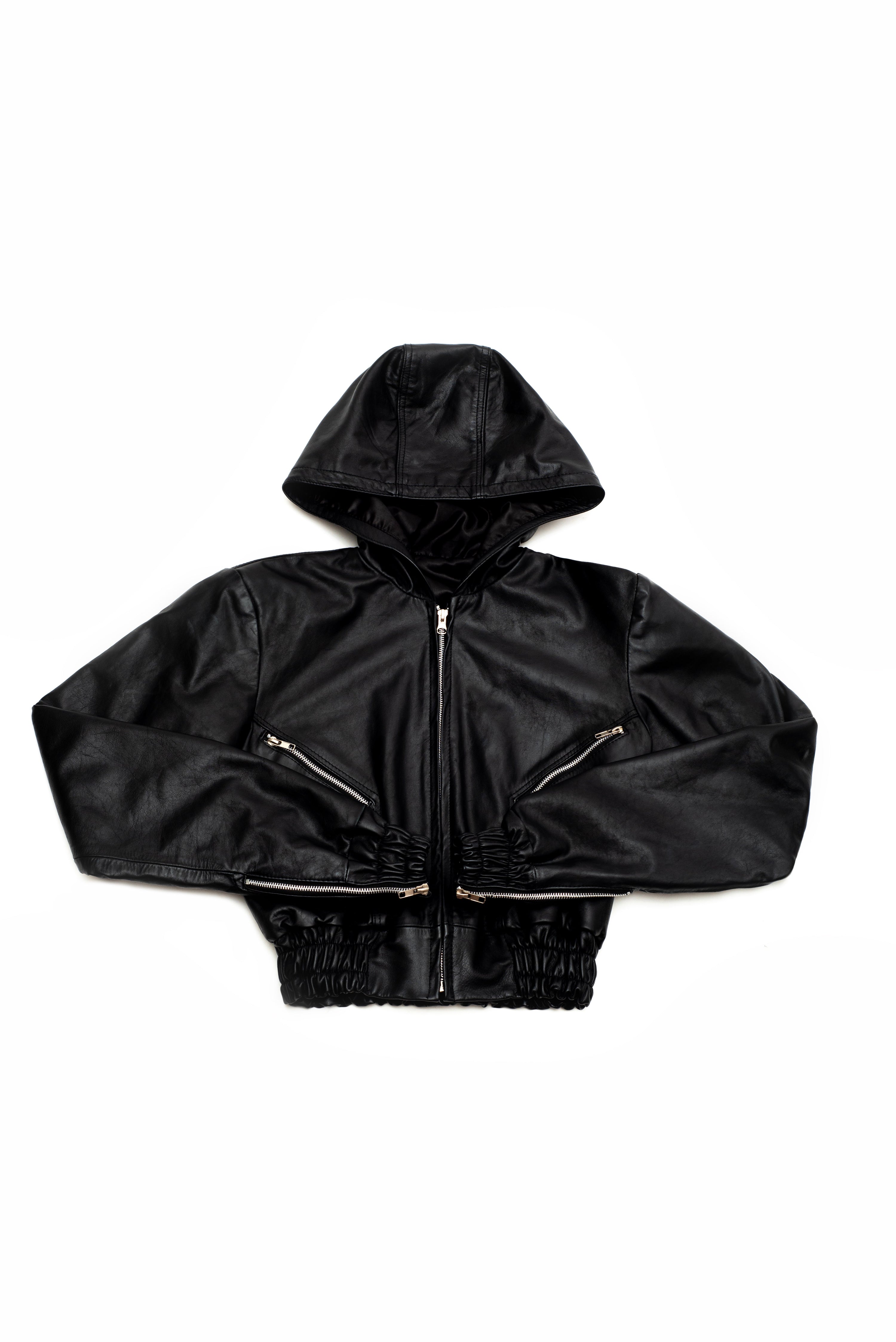 LEATHER HOODED JACKET