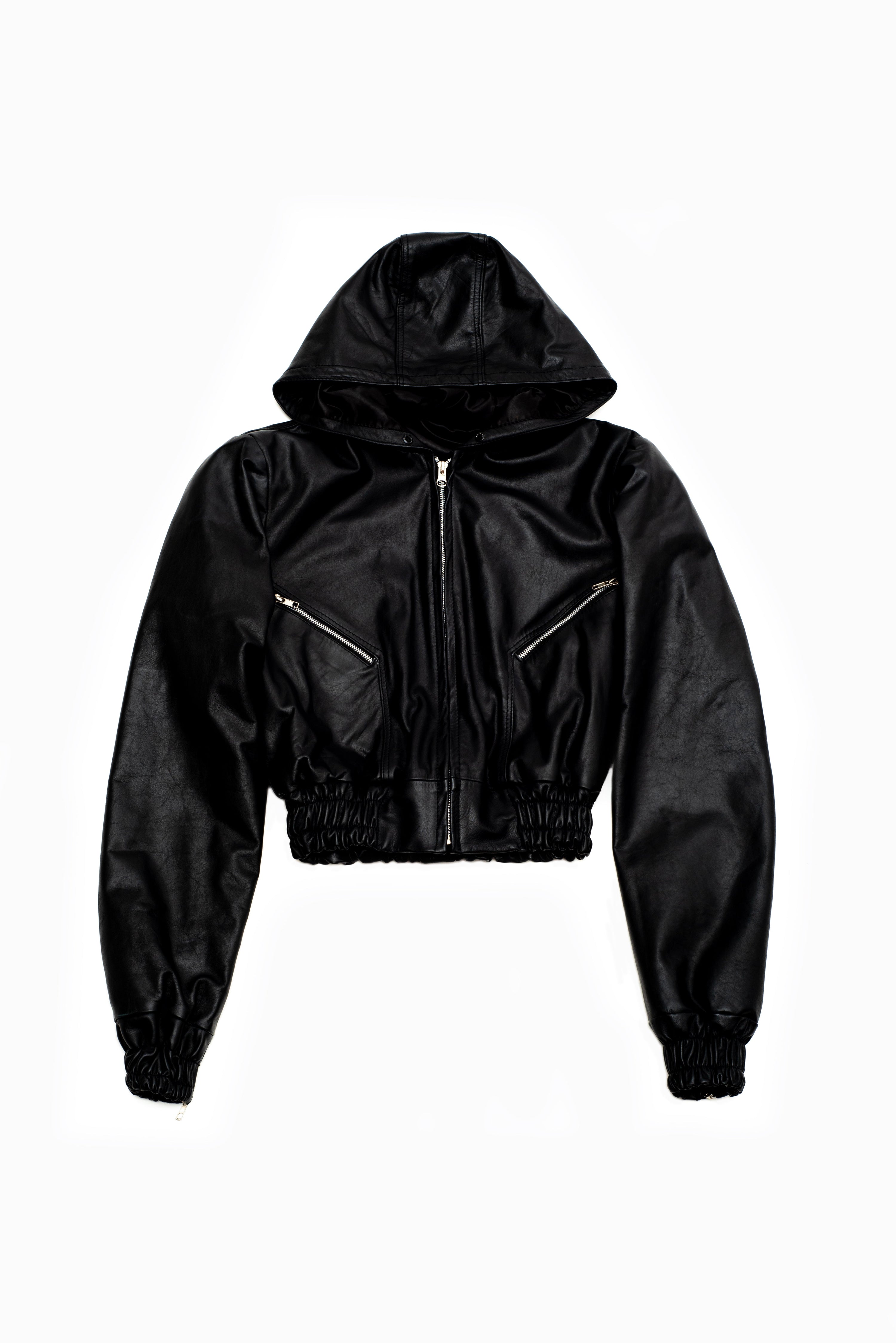 LEATHER HOODED JACKET