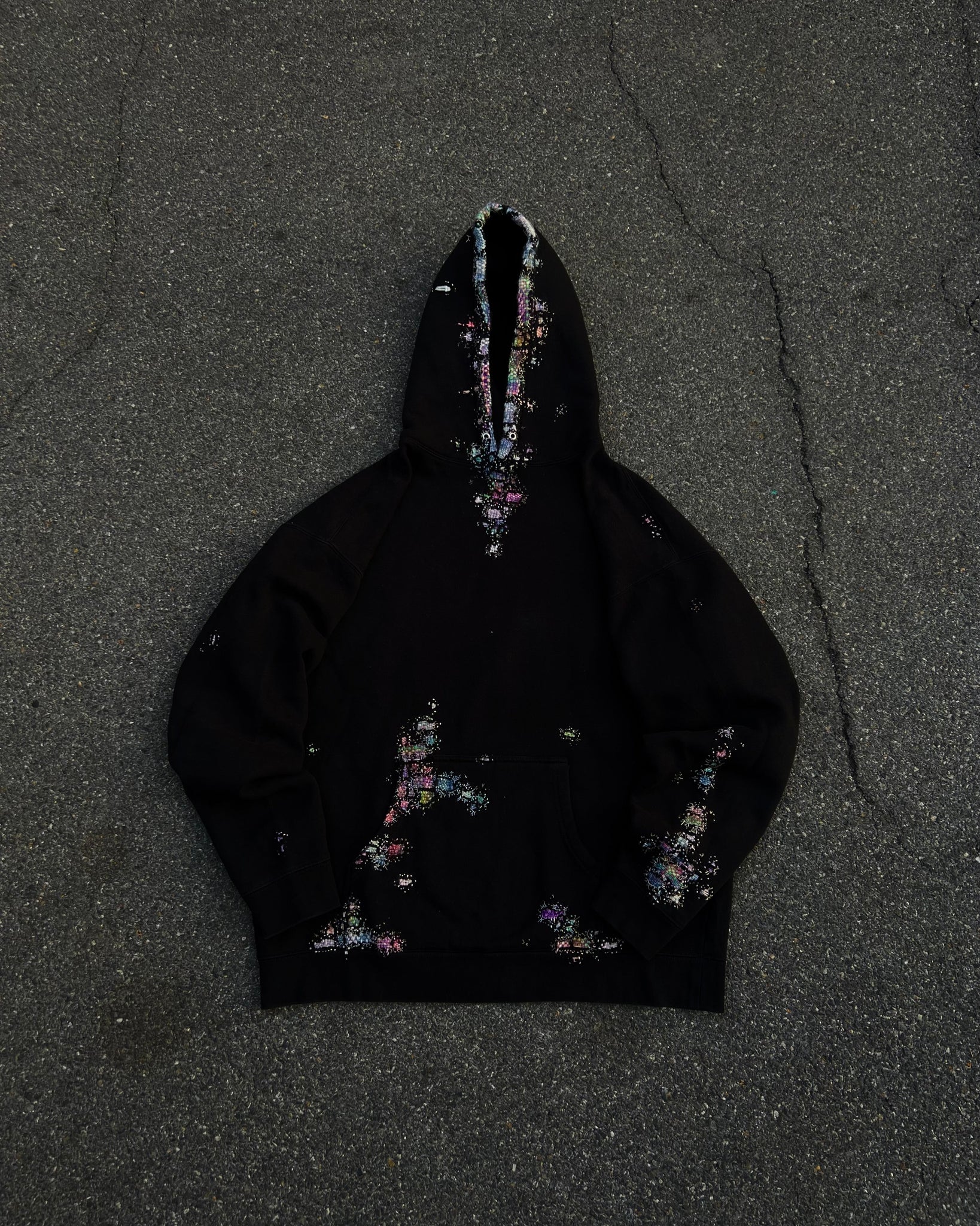 """Embroidered Black Hoodie
