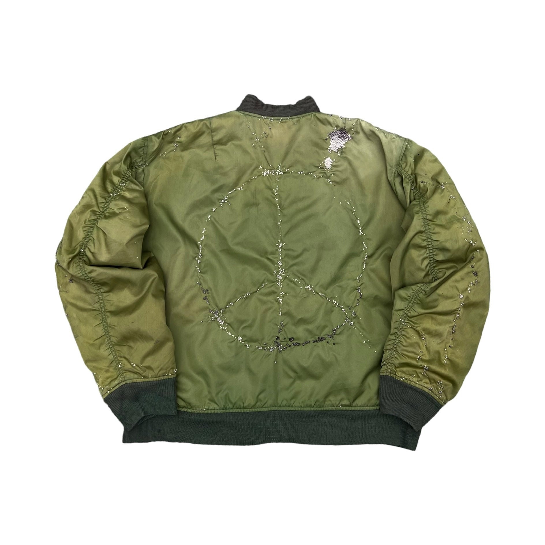 "Embroidered "Dot" Sun Faded Flight Jacket