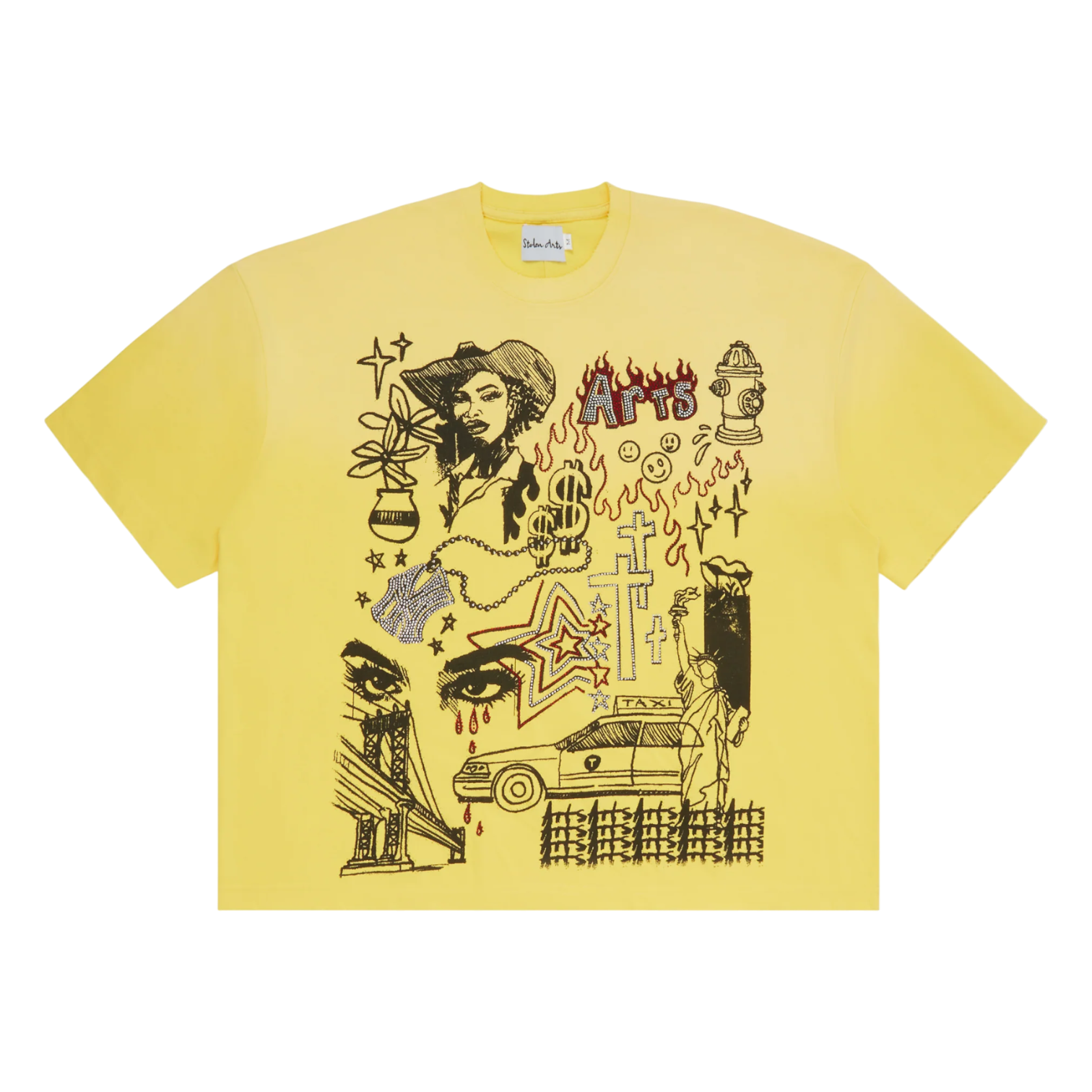 Saints & Sinners Yellow Rhinestone Shirt