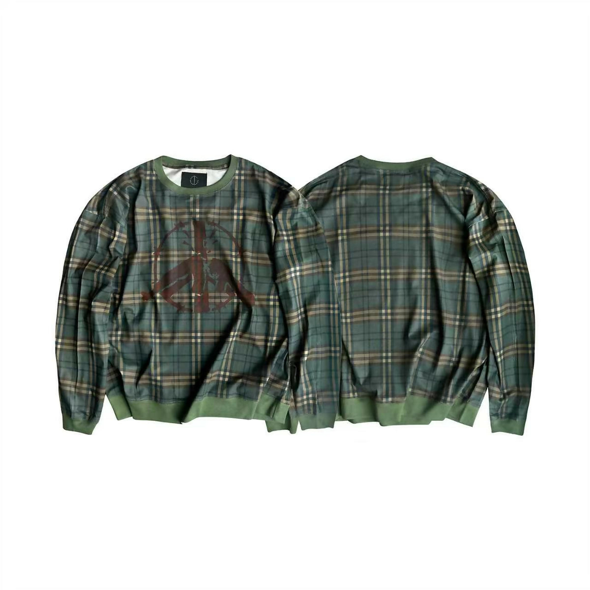 PLAID MONOGRAM ANTI-WAR AK PRINT LONG SLEEVE