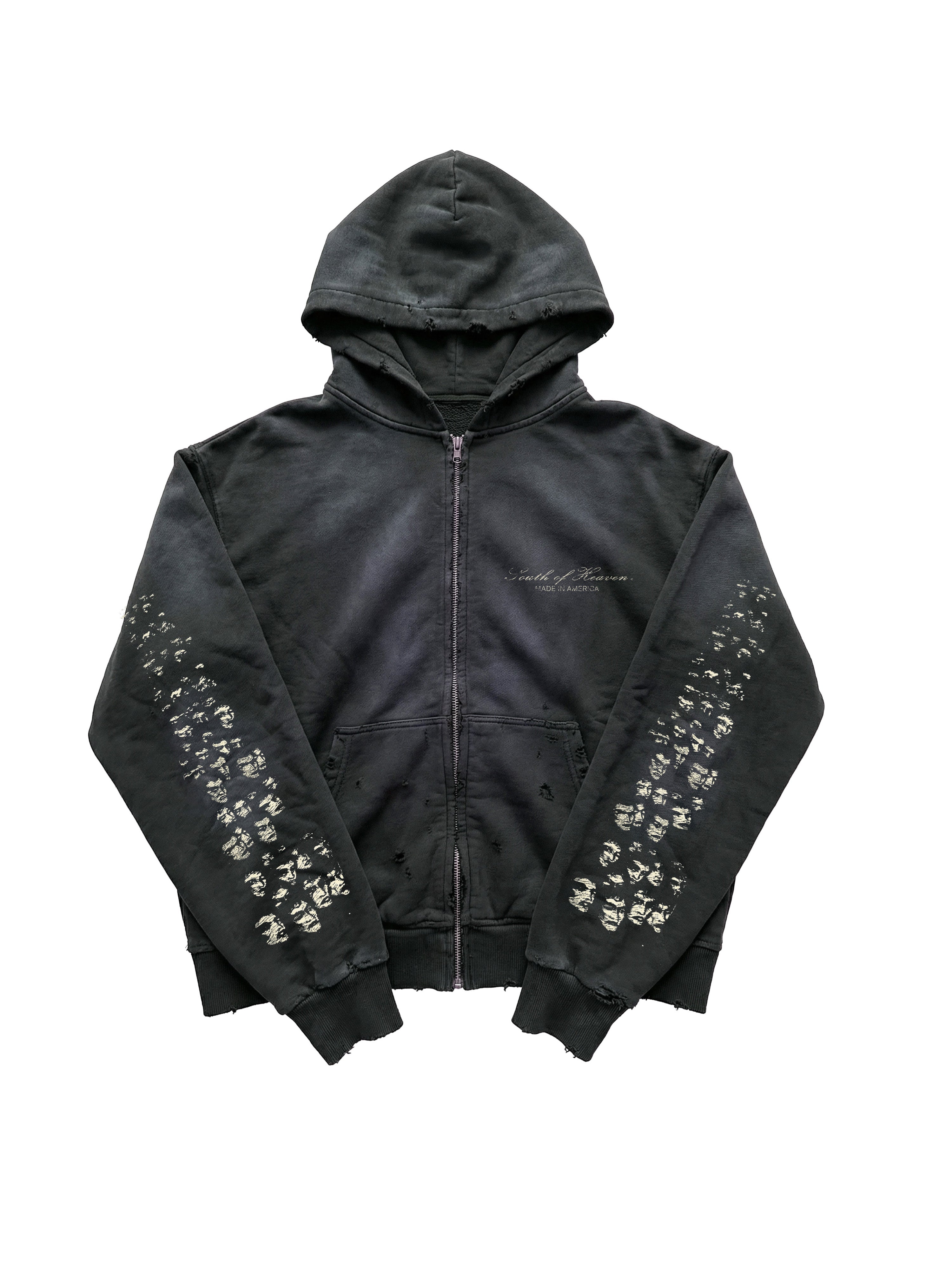 ECHOES - Distressed Zip-Up Hoodie