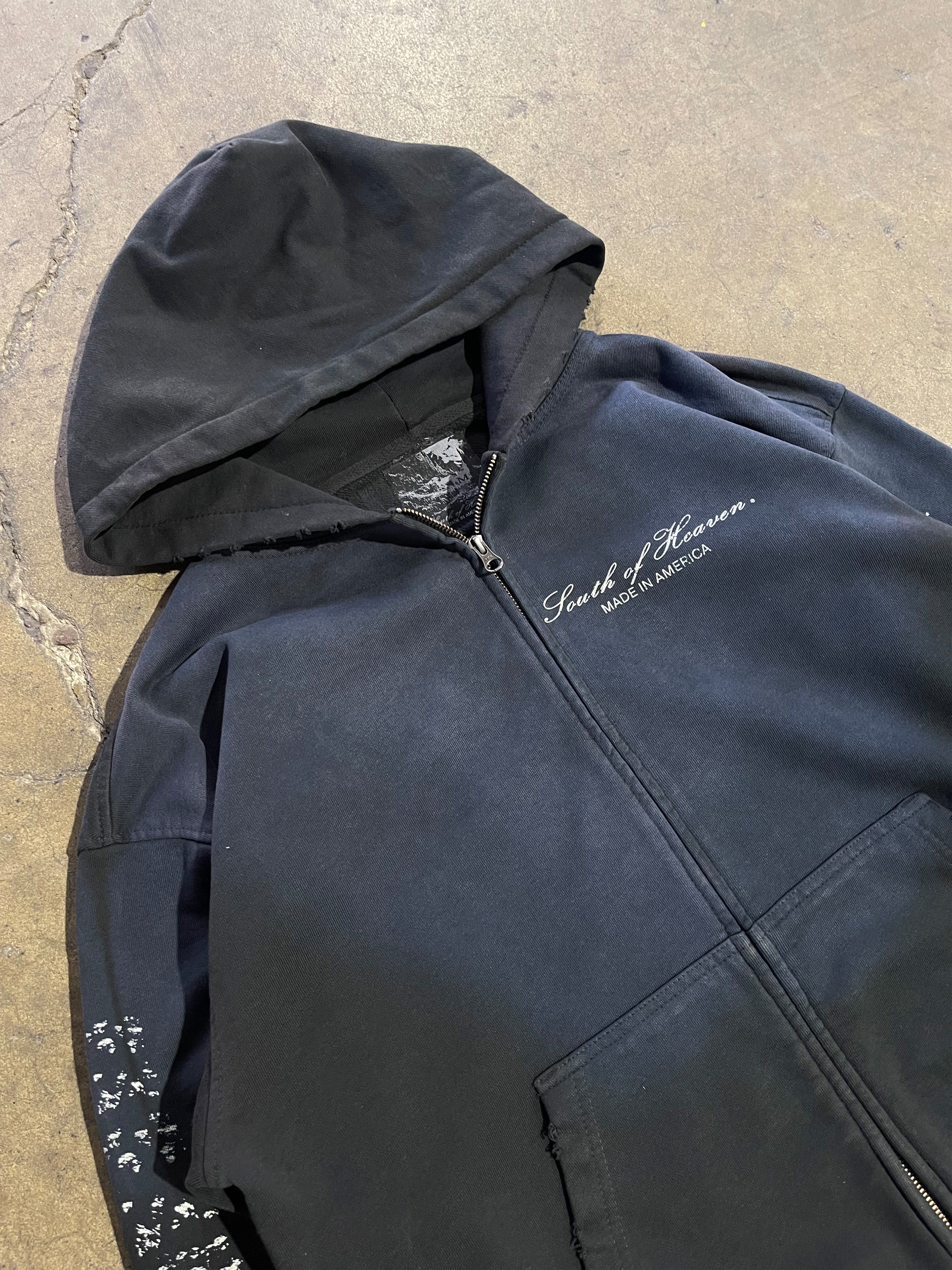 ECHOES - Distressed Zip-Up Hoodie