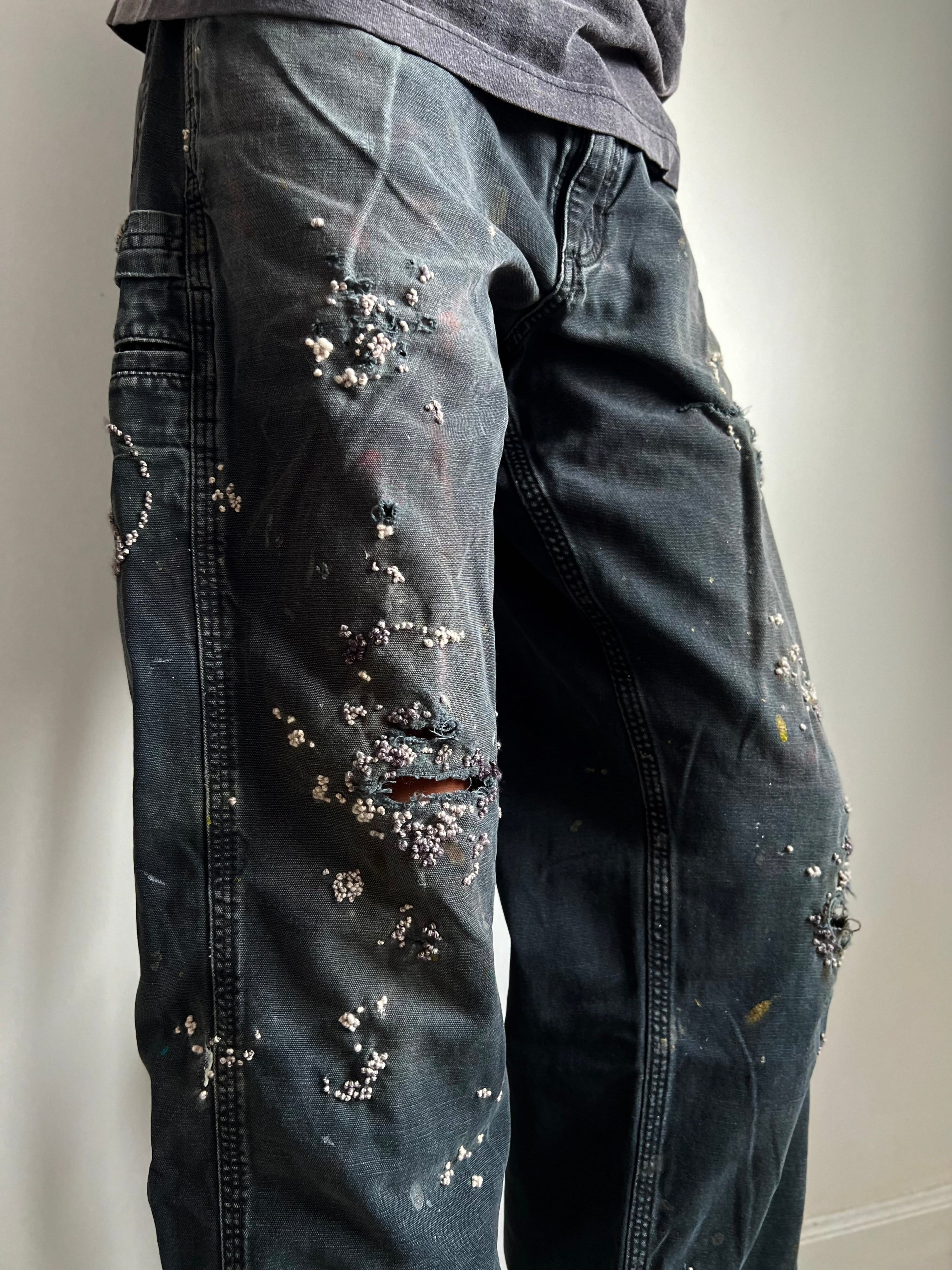 """Embroidered' Dot work pants