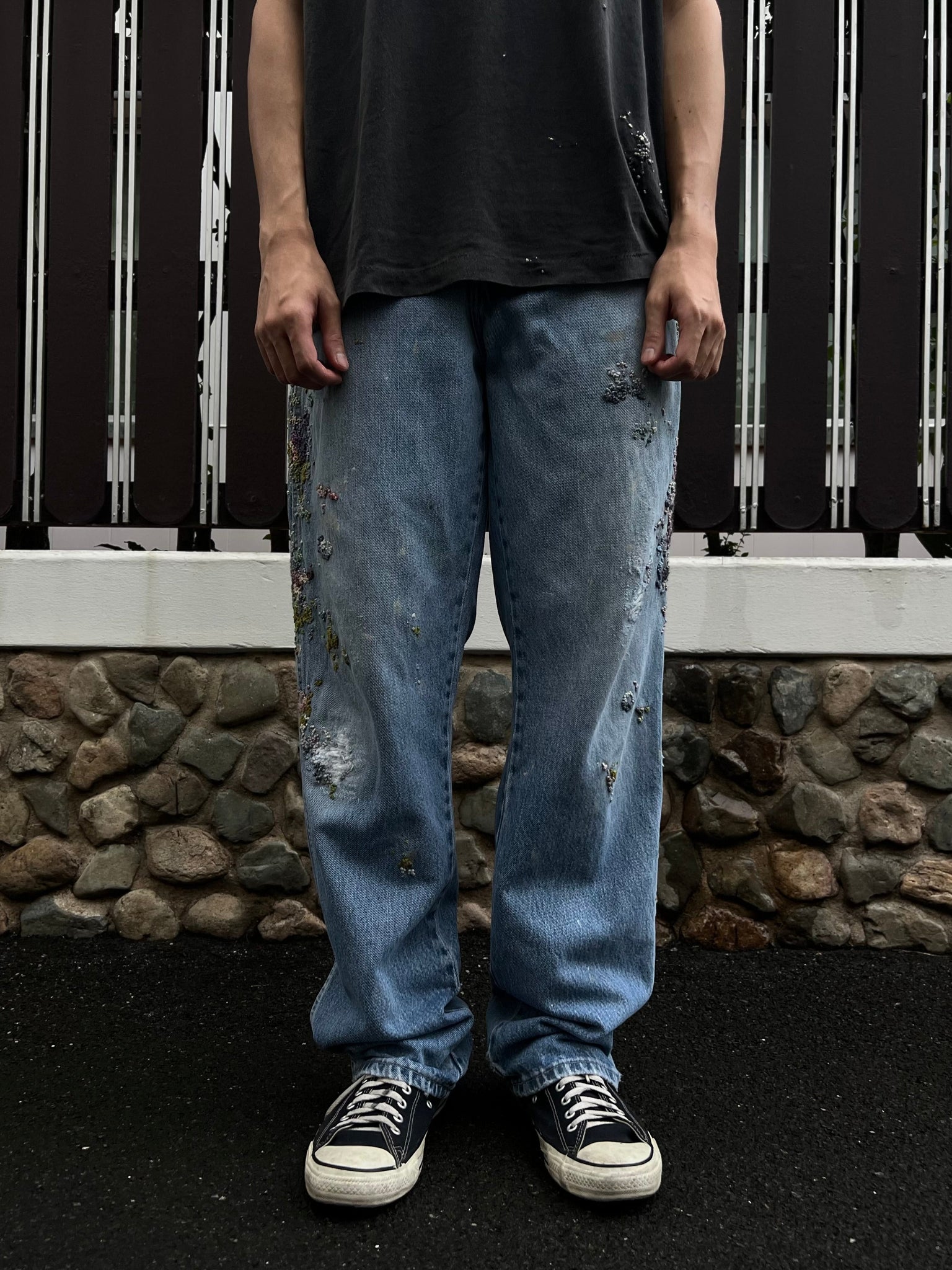 " Embroidered Dot work pants