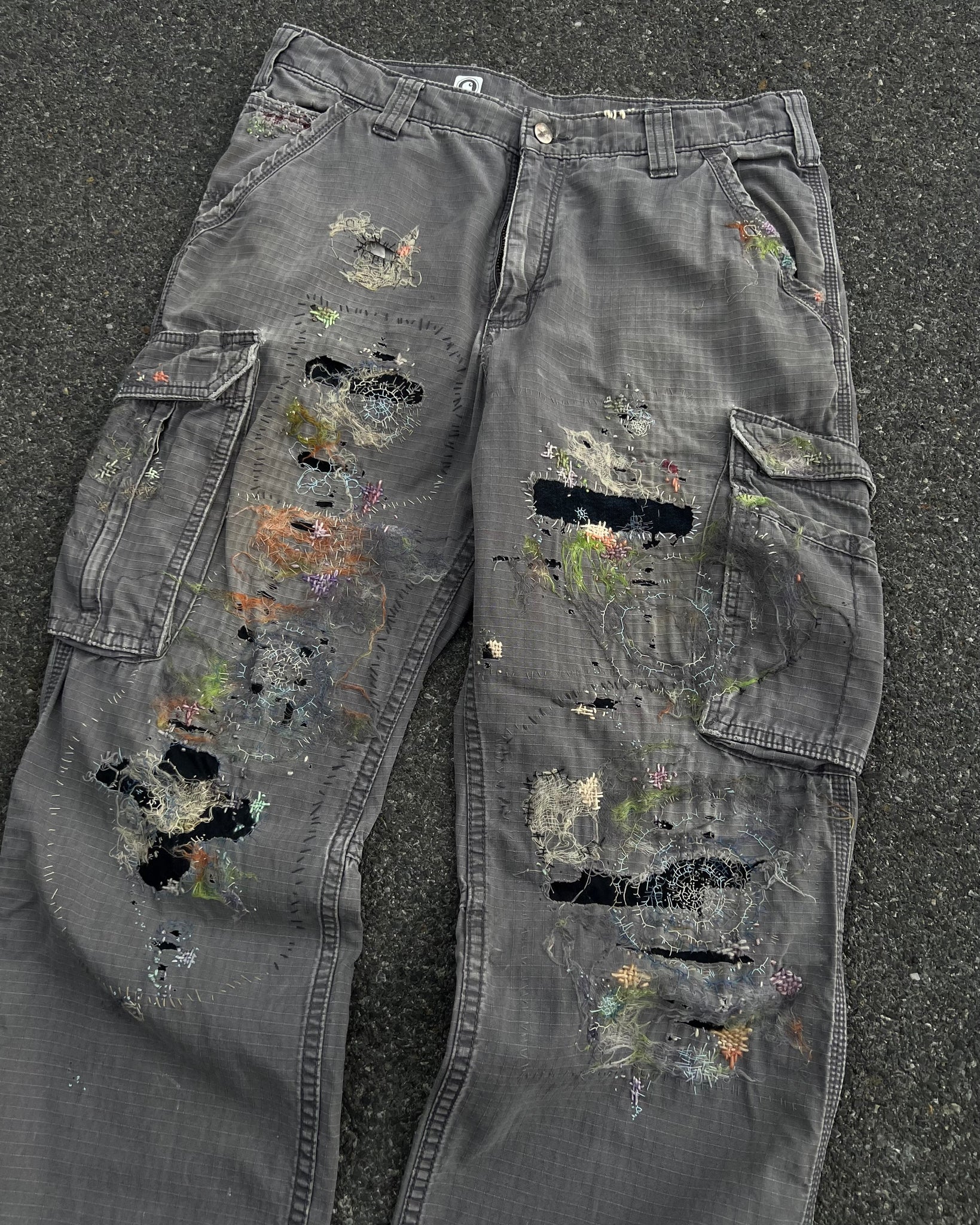 """Embroidered Grey Work Pants