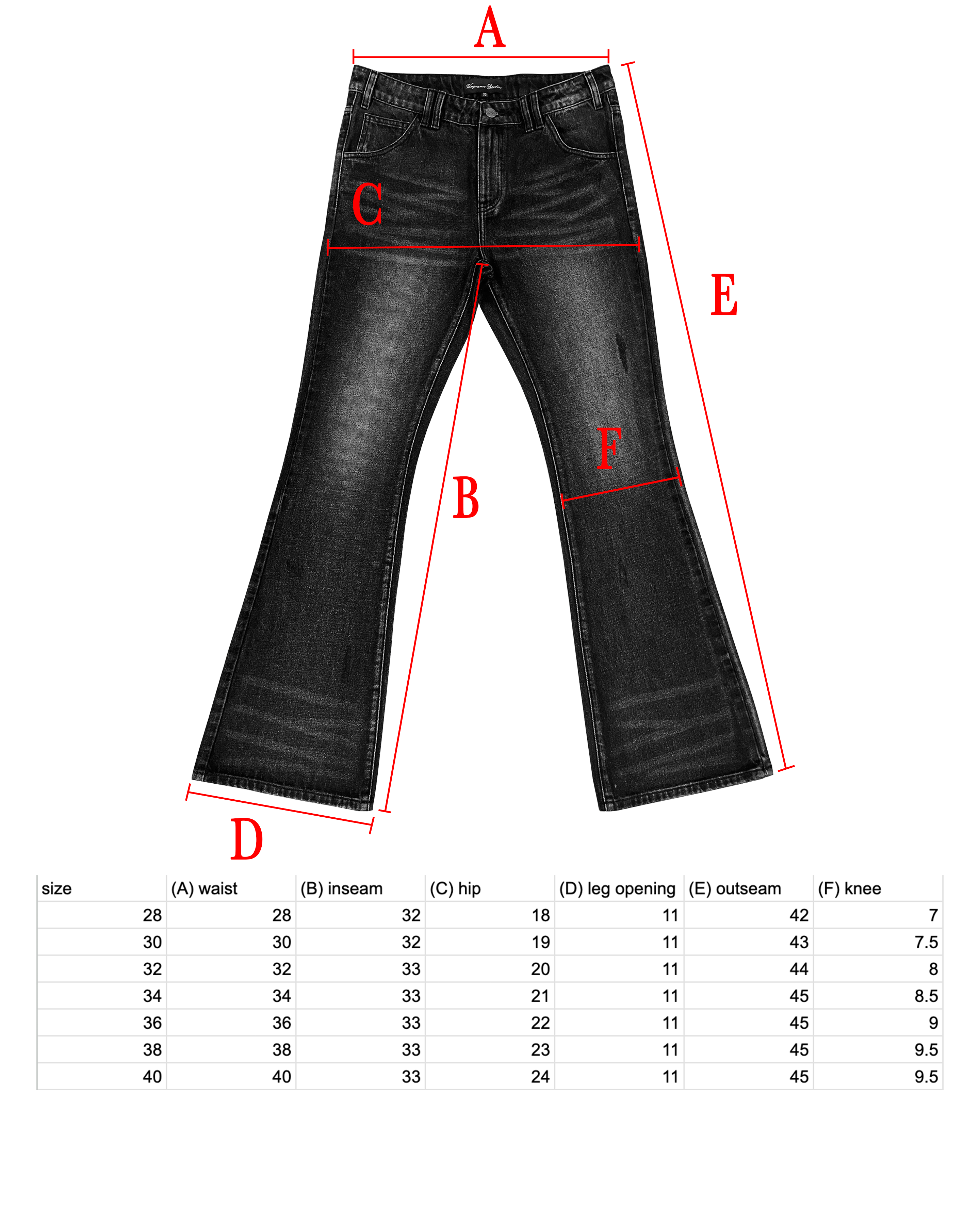 "Core" Flared Jeans (Black Wash)