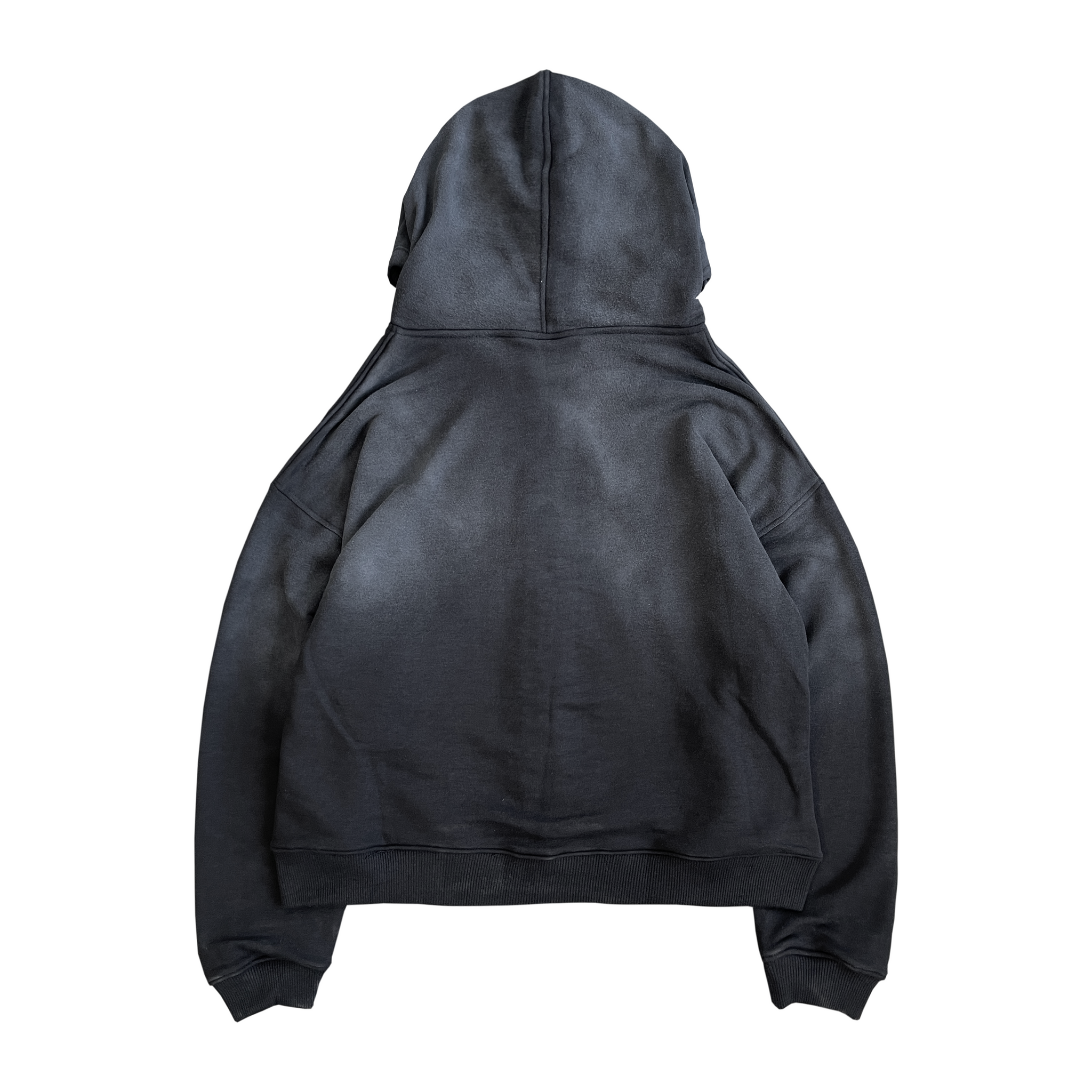 ZIP MIDWEIGHT HOODIE, BLACK [GARMENT DYED]