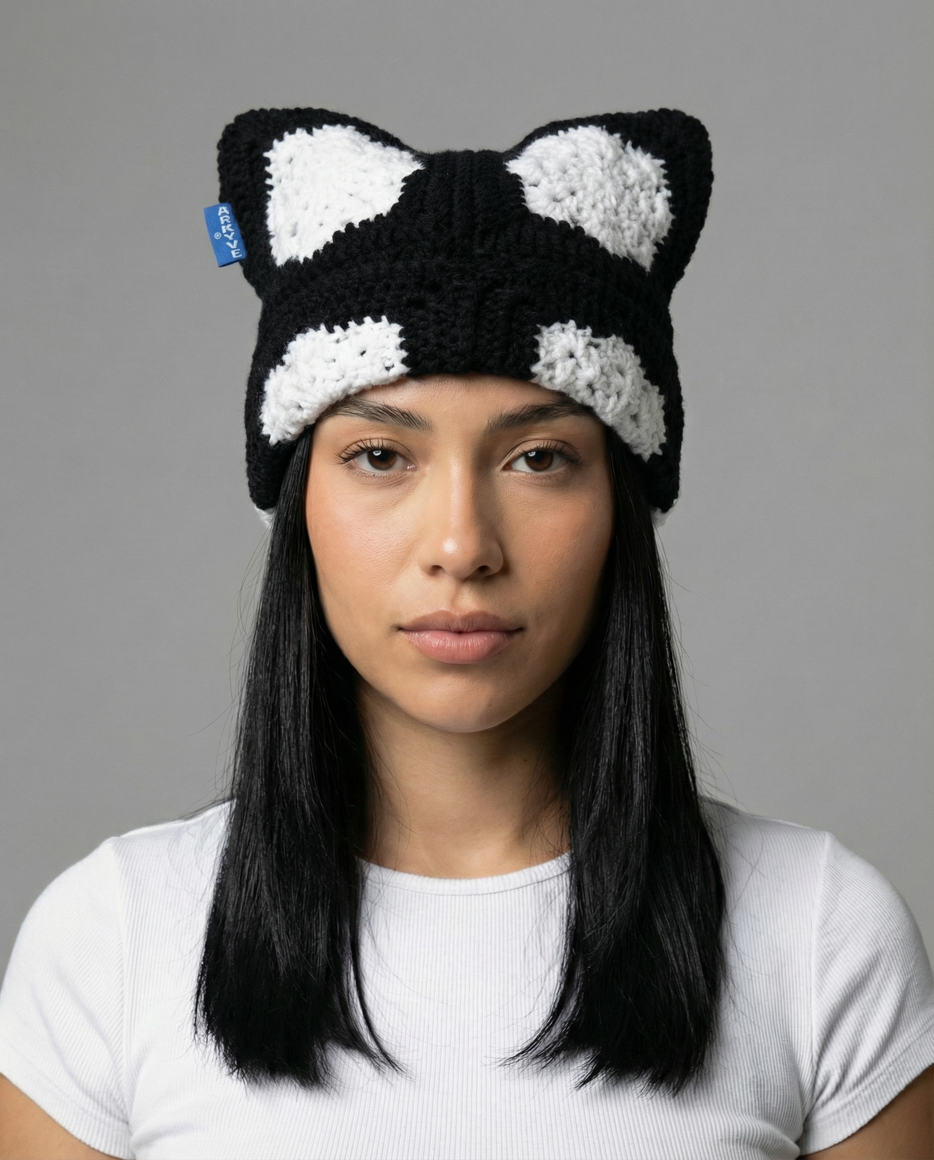 Black Snowflake Crochet Cat Hat