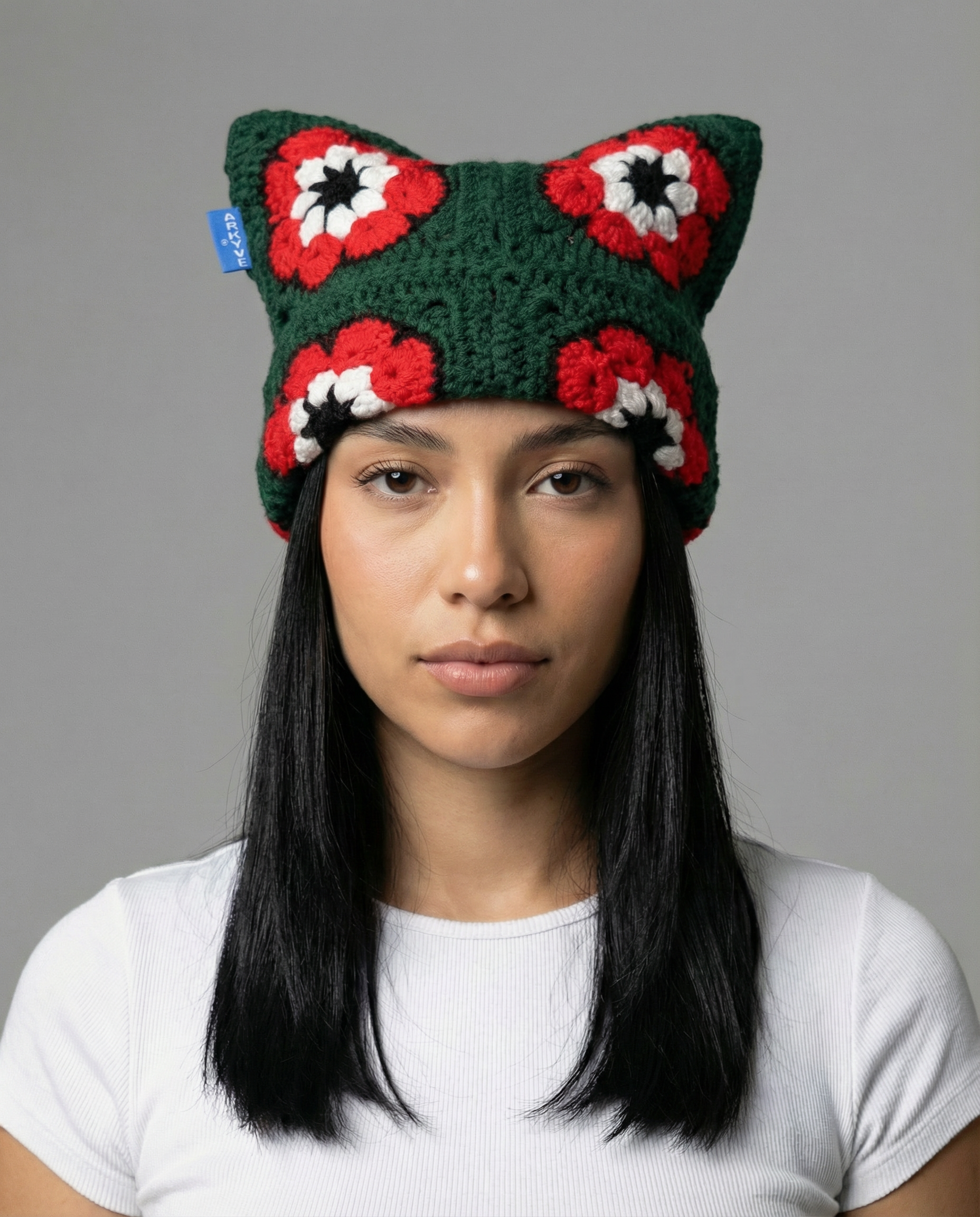 Holly Bloom Crochet Cat Hat