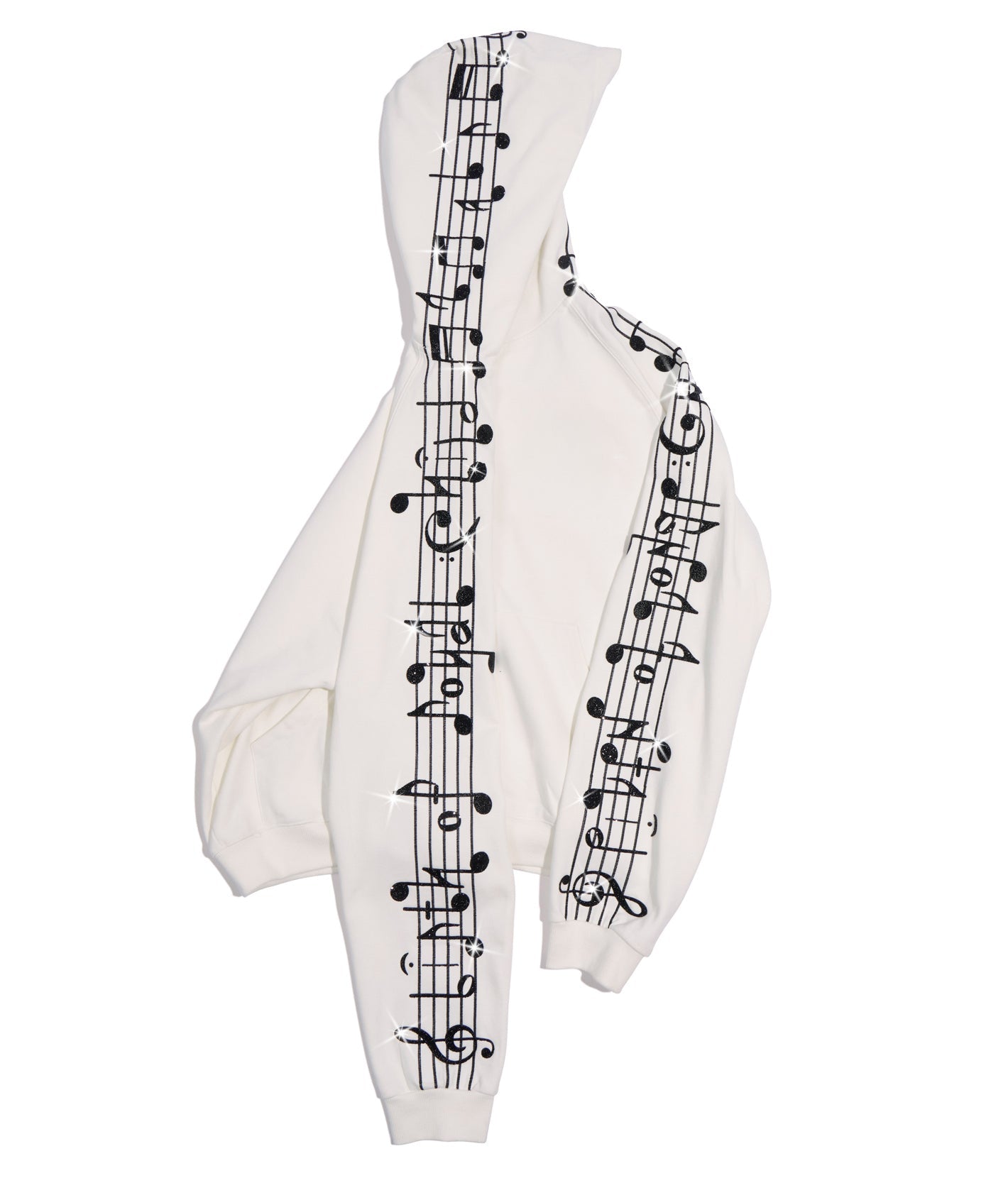 Crystal Notes Raglan Hoodie White