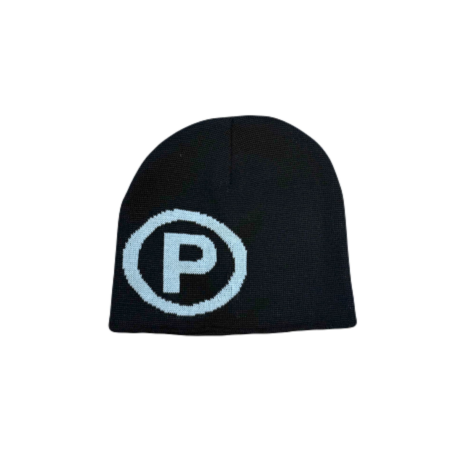 Puppet Corp Beanie in Black and Eggshell Blue