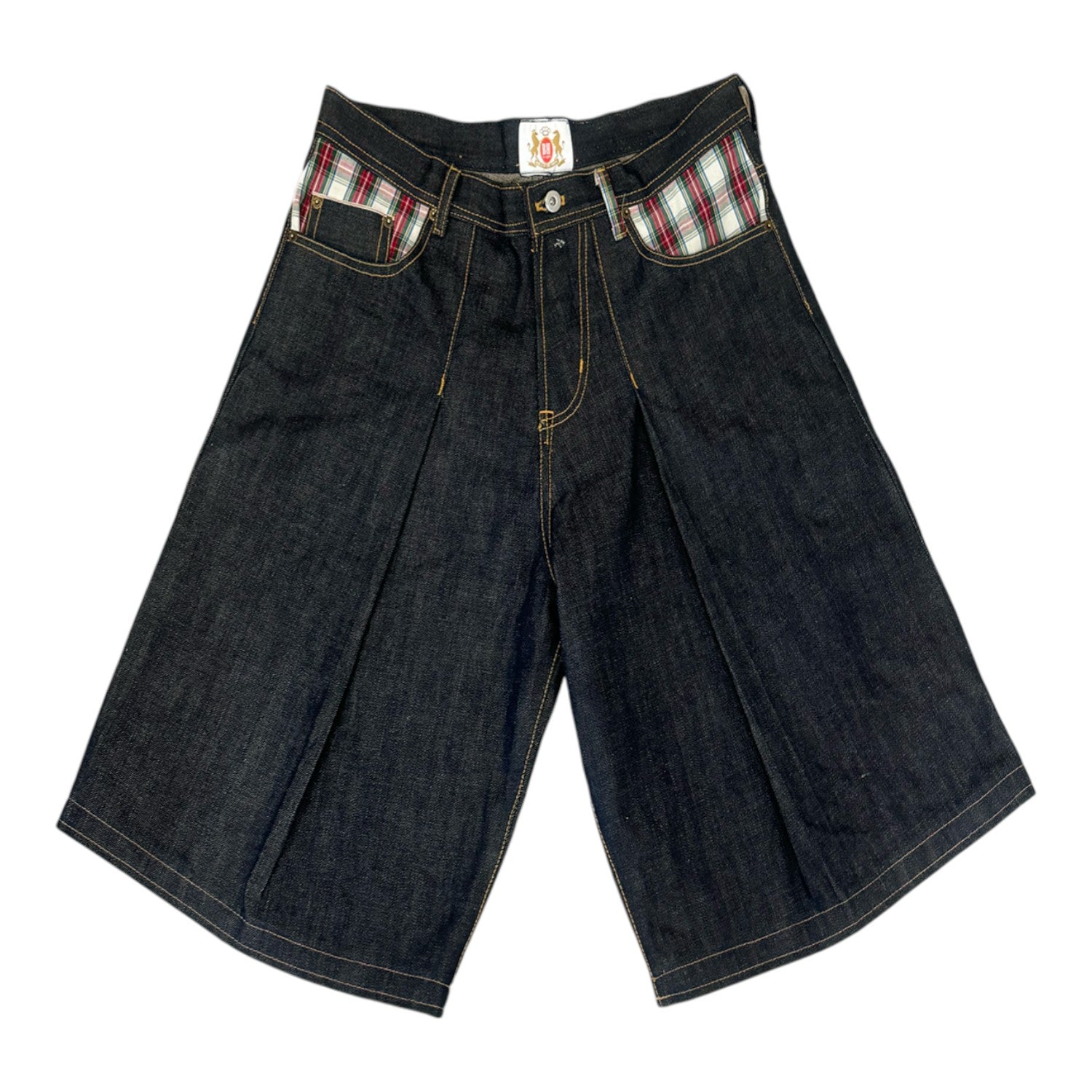 Selvedge denim pleated jorts