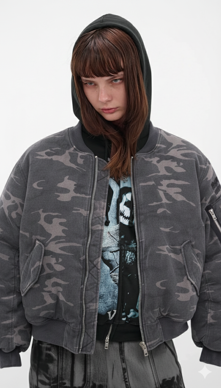 EVERYDAY BOMBER WASHED WOODLAND CAMMO