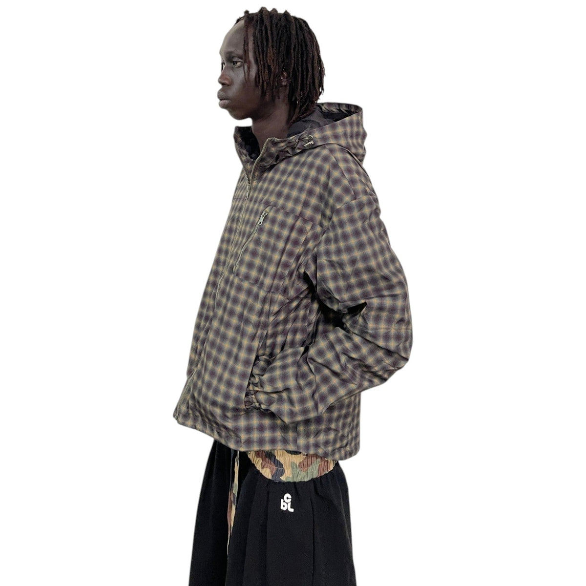 PLAID WINDBREAKER, GREEN
