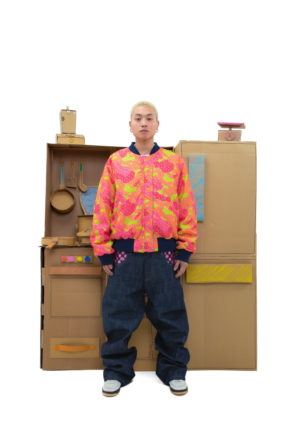Polka Dot Selvedge Denim - Pink
