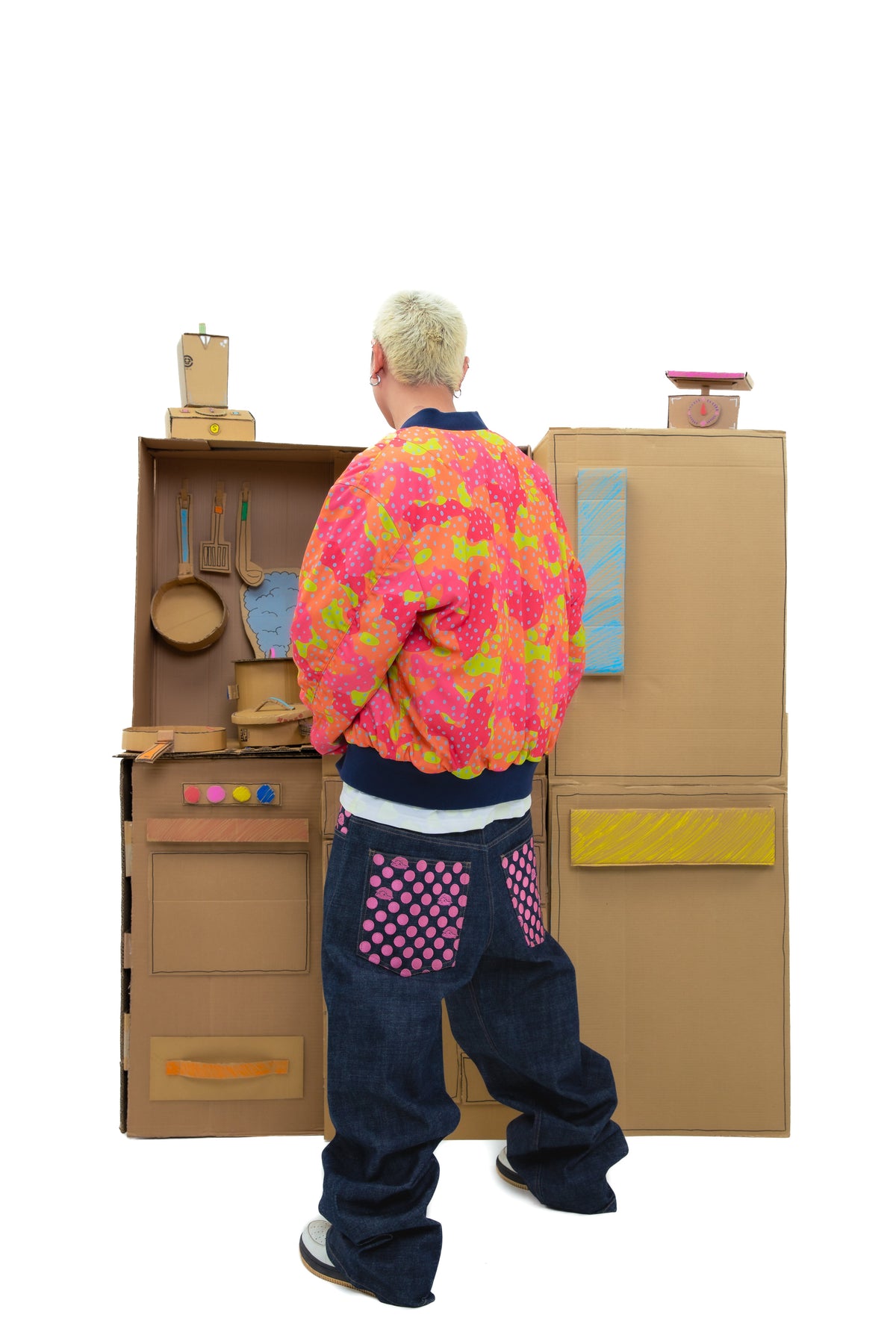 Polka Dot Selvedge Denim - Pink