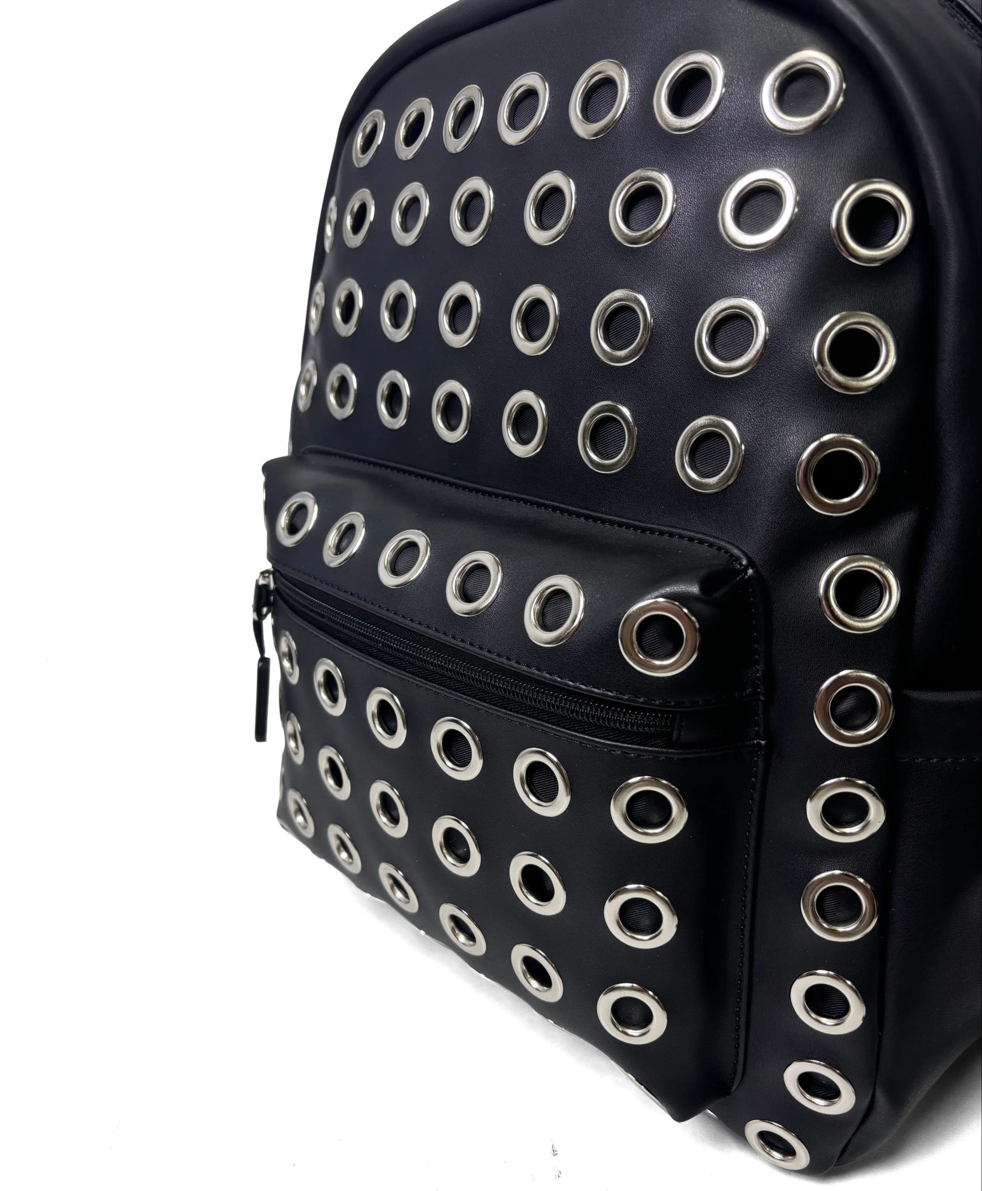 LEATHER GROMMET BACKPACK (BLACK)