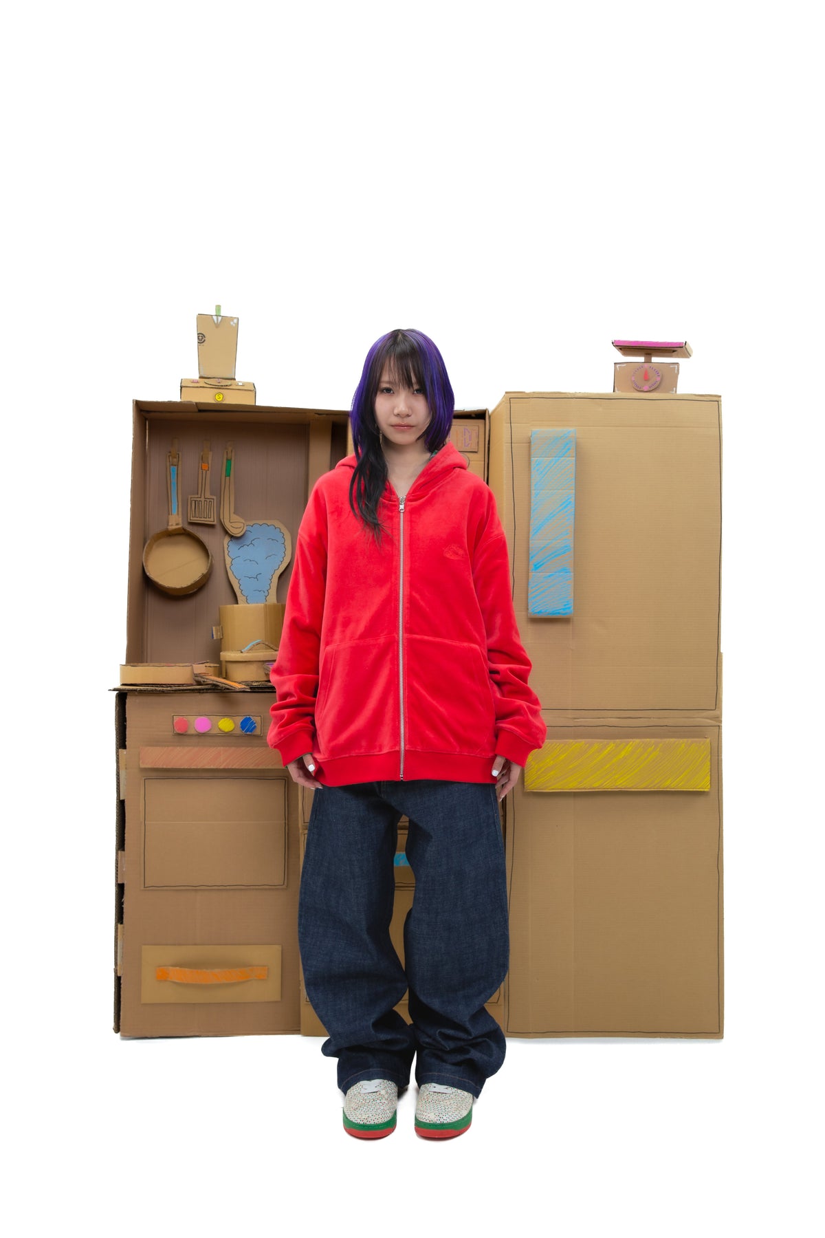 Polka Dot Selvedge Denim - Red