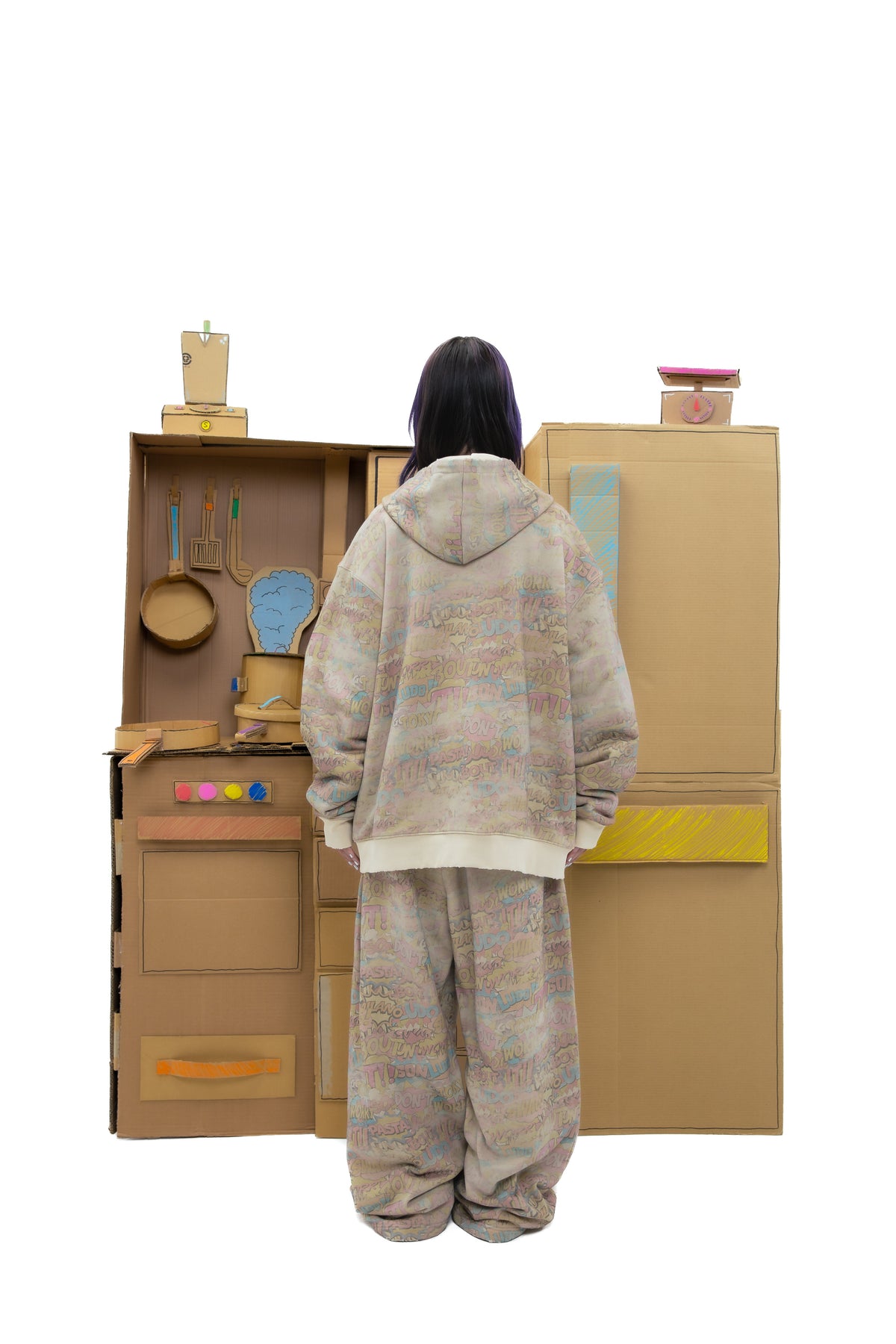 Reversible Comics Zip Hoodie - Cream