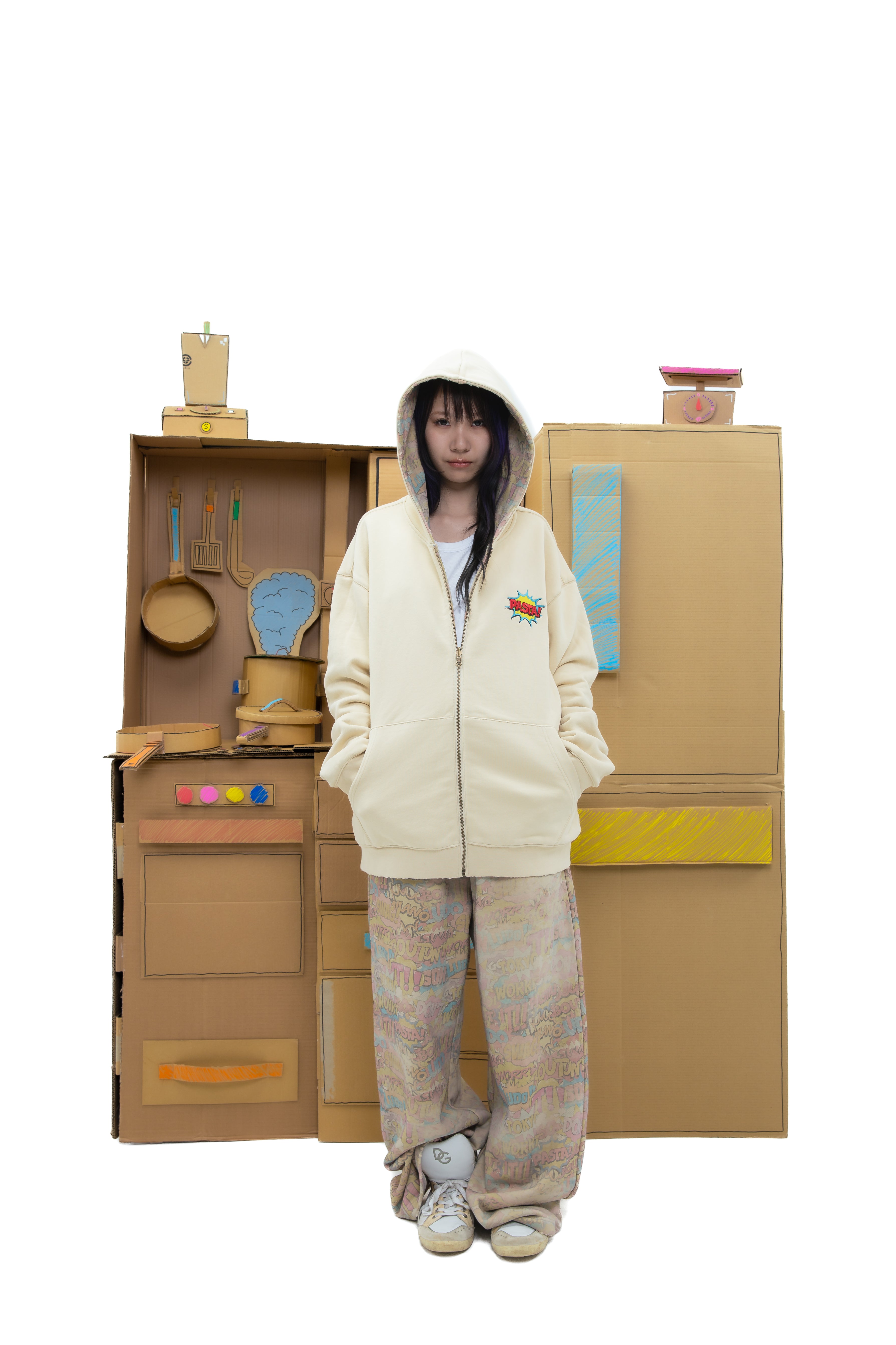 Reversible Comics Zip Hoodie - Cream – Lowheads