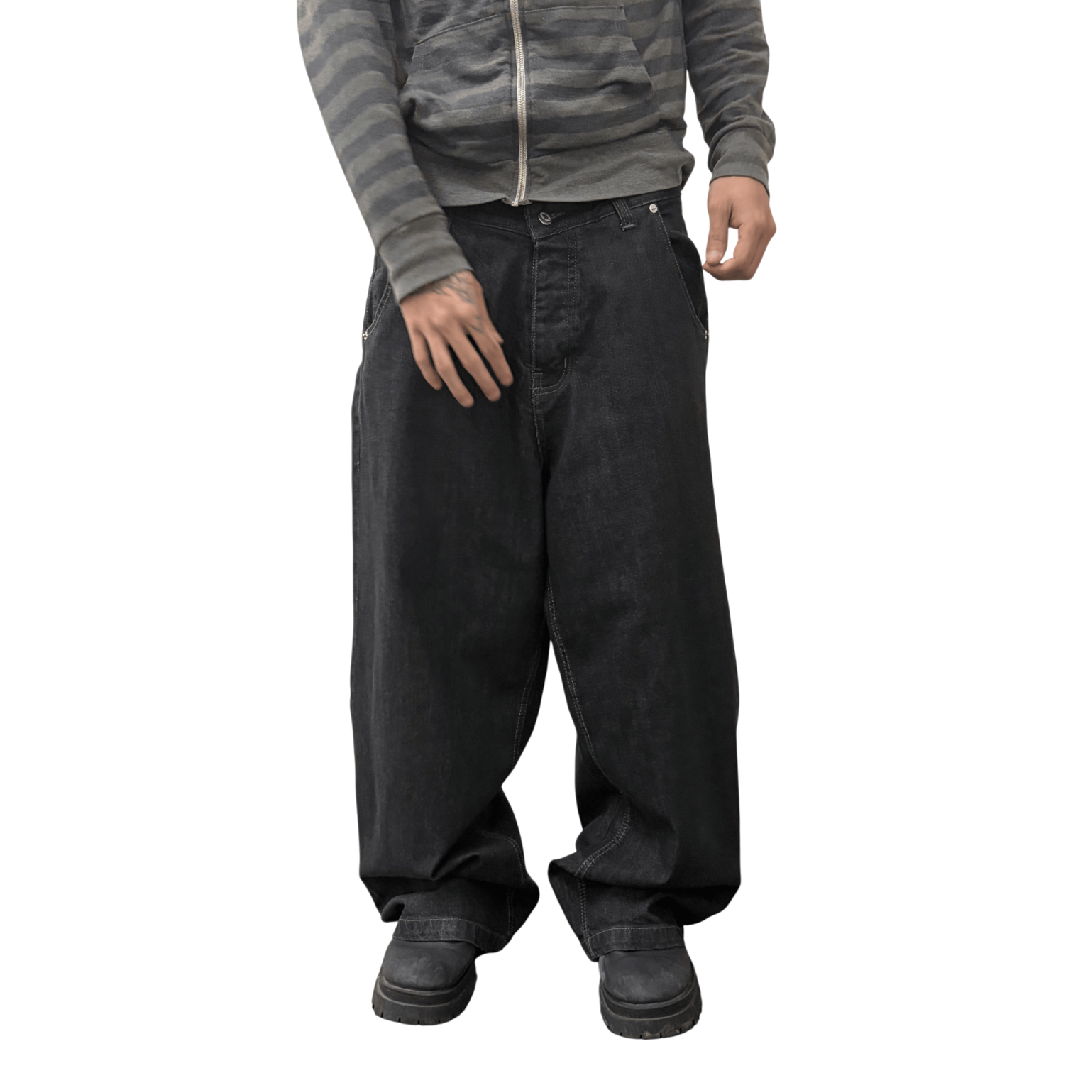 WIDE LEG SELVEDGE, DARK INDIGO/GREEN STITCH