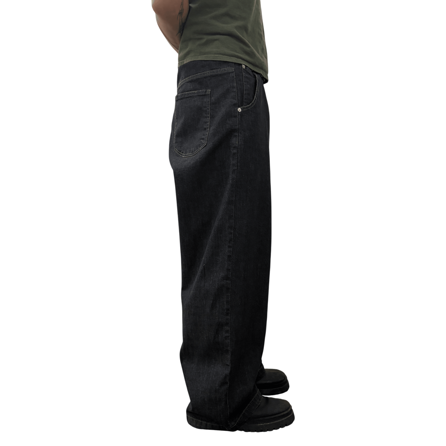 WIDE LEG SELVEDGE, DARK INDIGO/GREEN STITCH