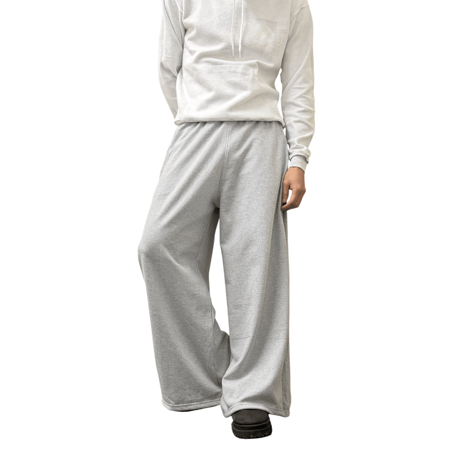 WIDE LEG SWEATS, HEATHER GREY