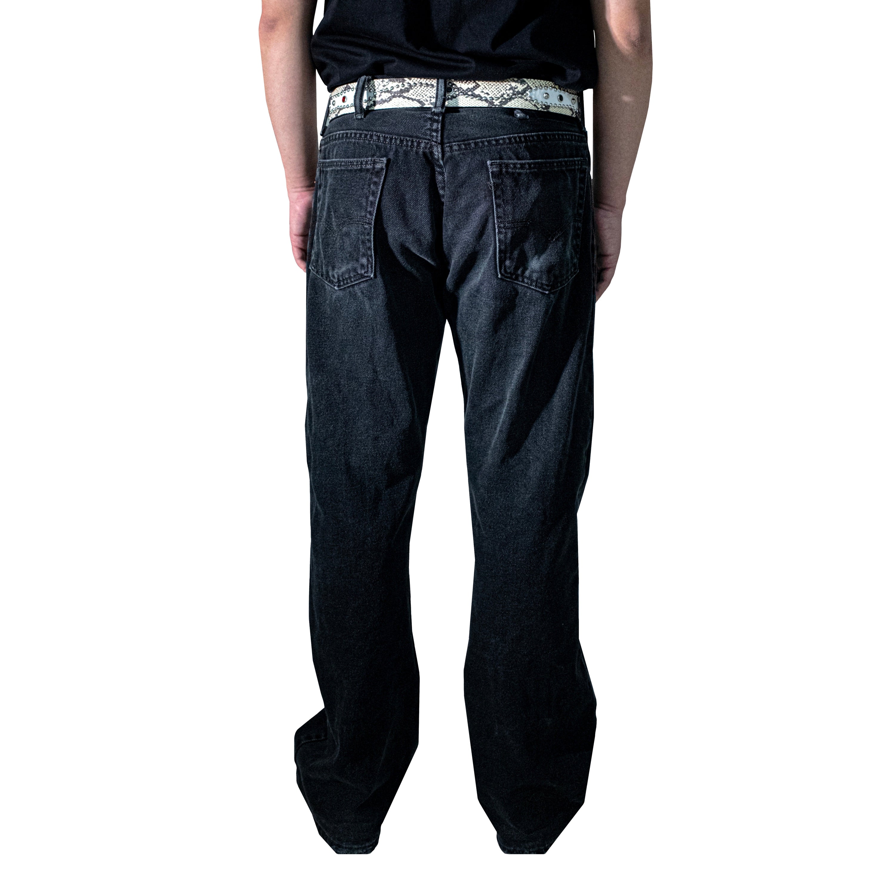 STUDDED SNAKESKIN BELT IN WHITE