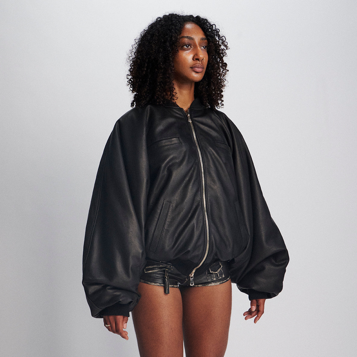 SWAN LEATHER BOMBER