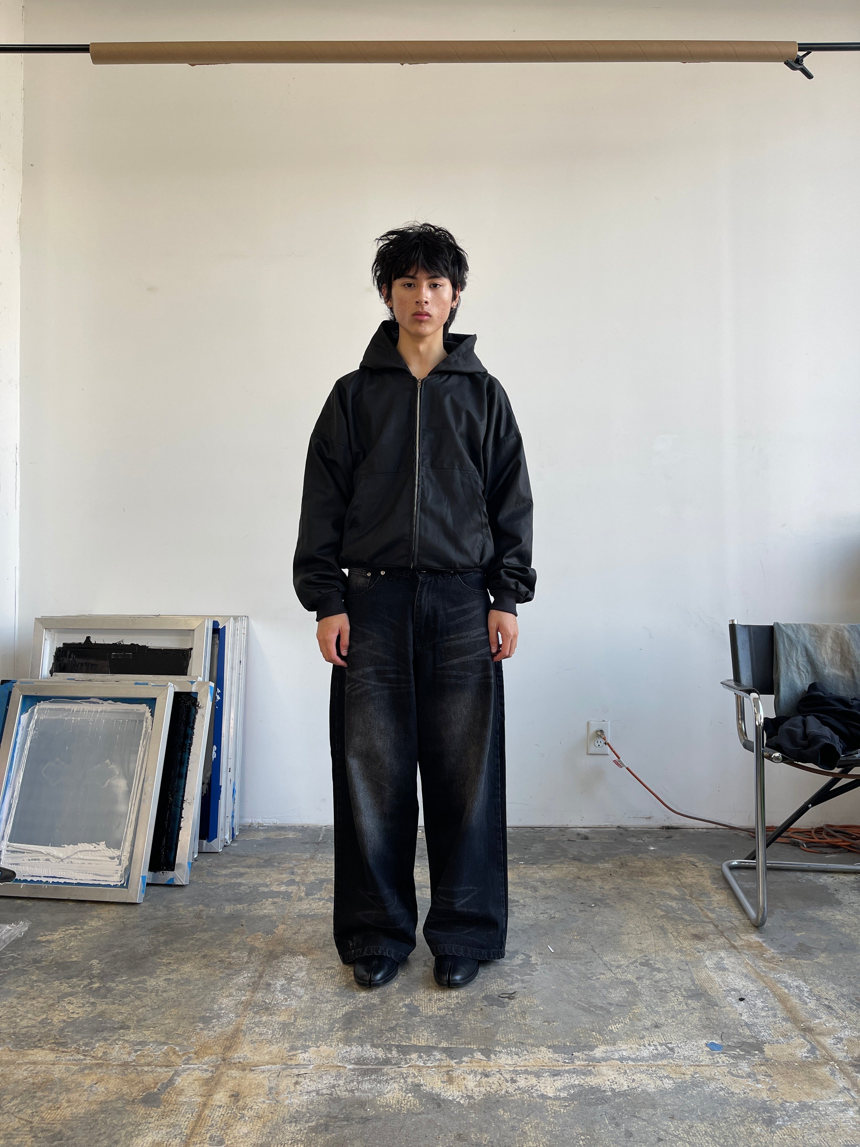 HOODED BOMBER, BLACK