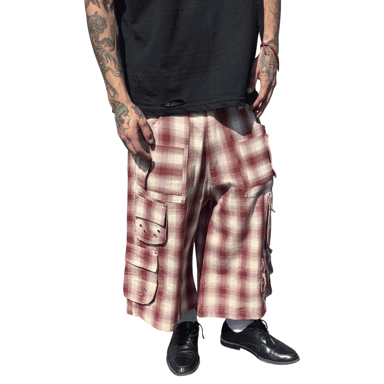 WOOL SHORTS, RED PLAID