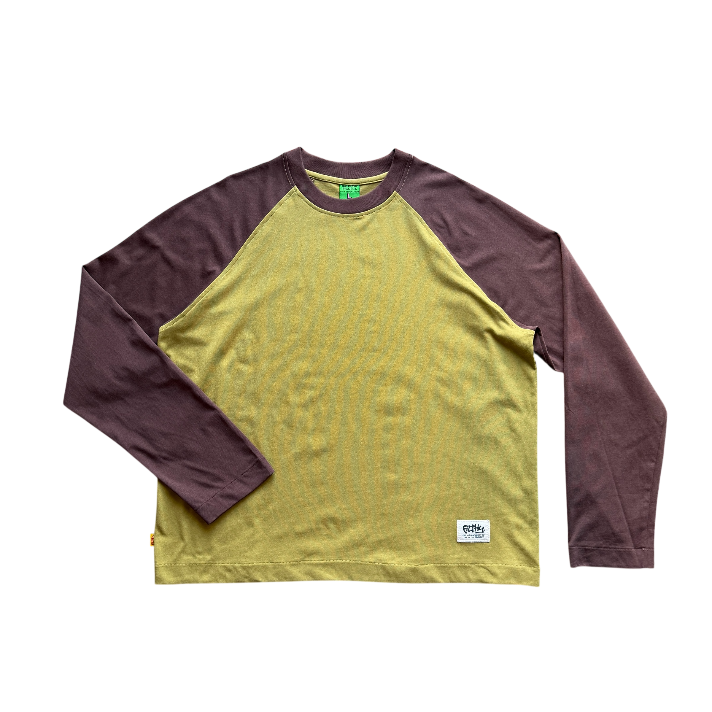 filthy® raglan long sleeve (lime/brown)