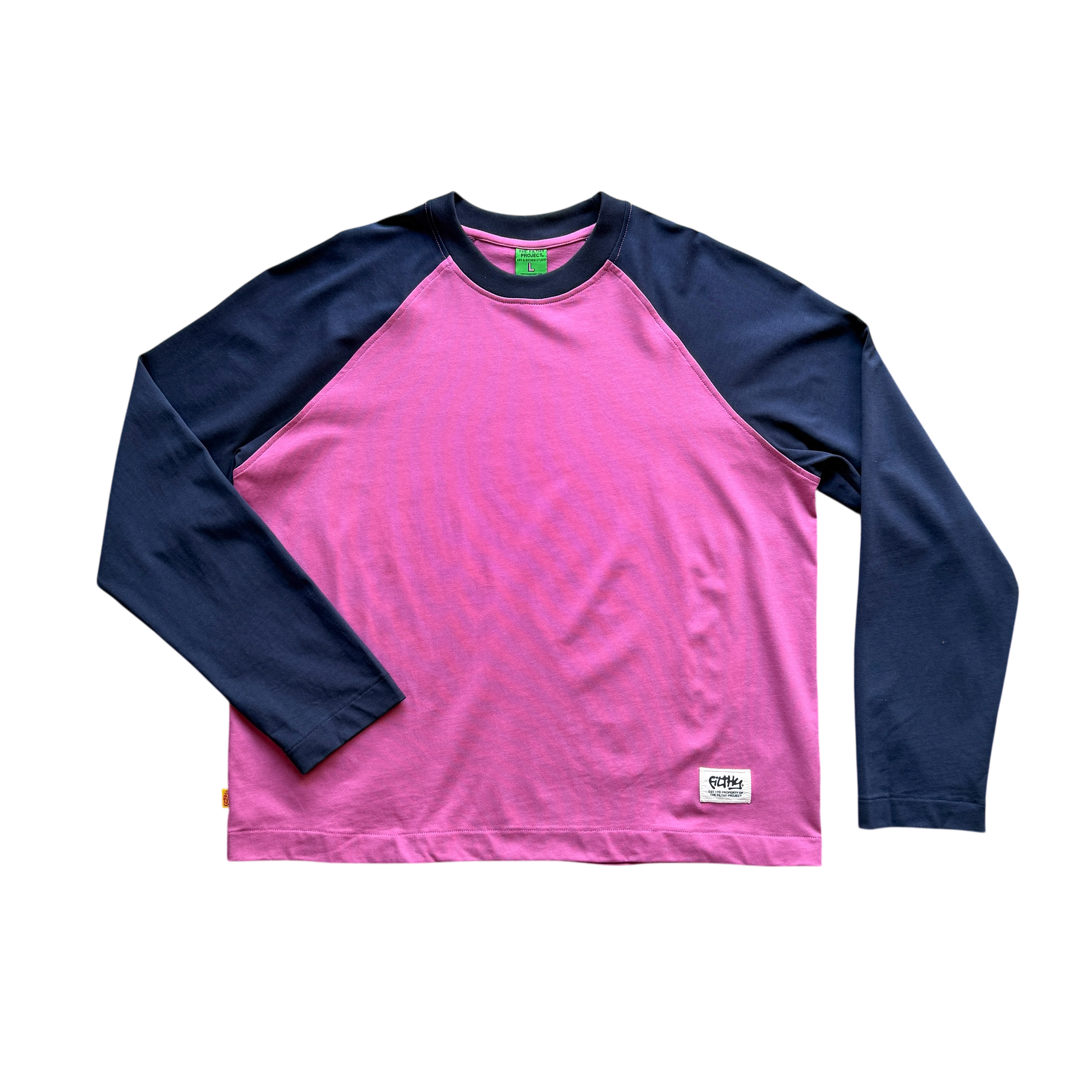 filthy® raglan long sleeve (pink/navy)