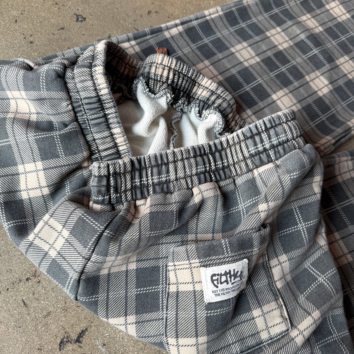 filthy® faded plaid sweatpants V2