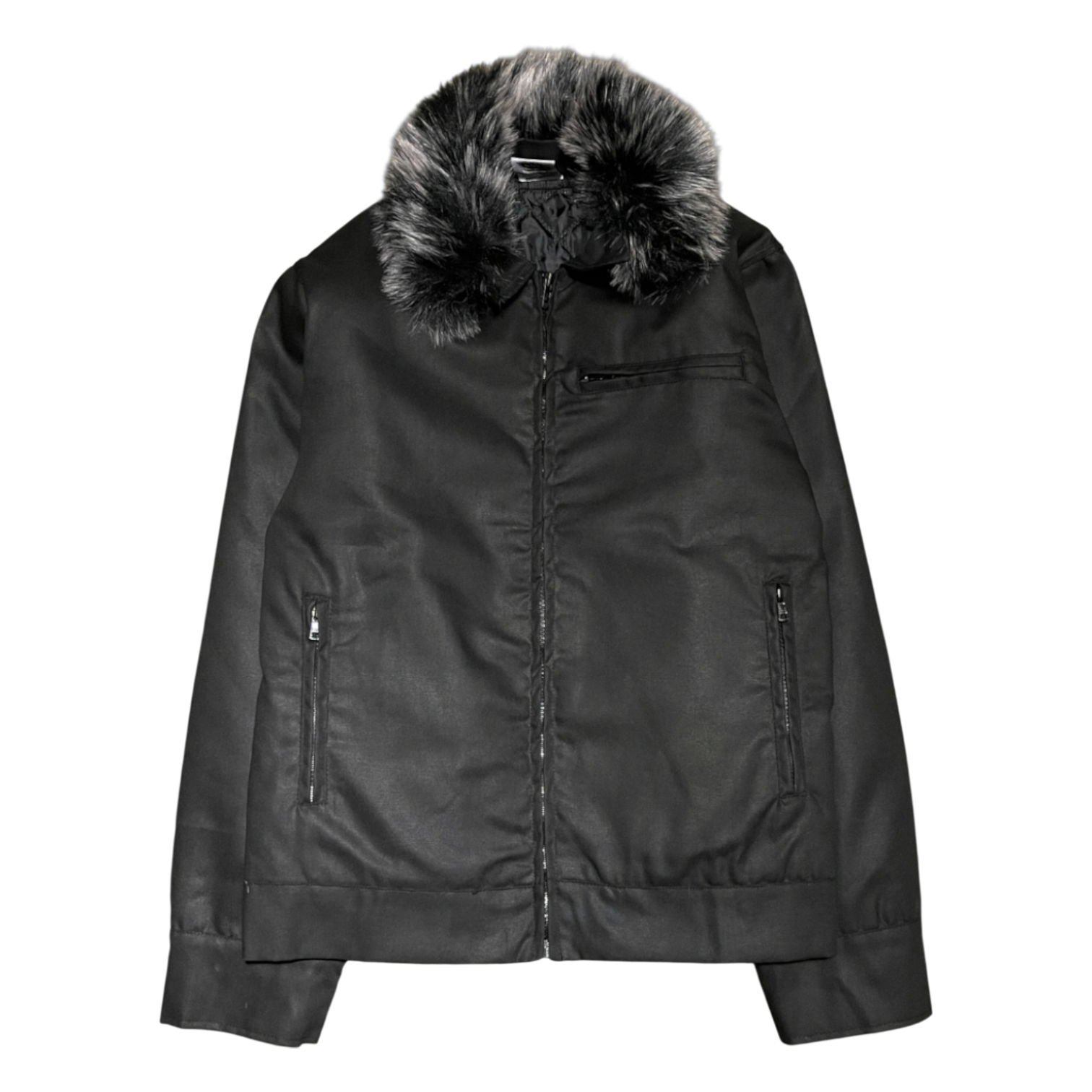 FUR CANVAS JACKET, BLACK