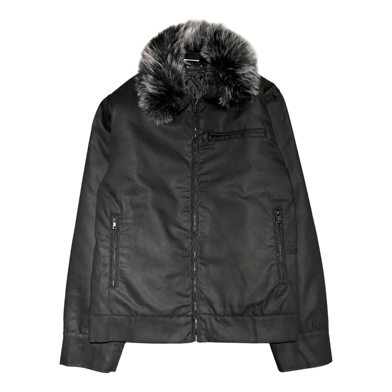 FUR CANVAS JACKET, BLACK