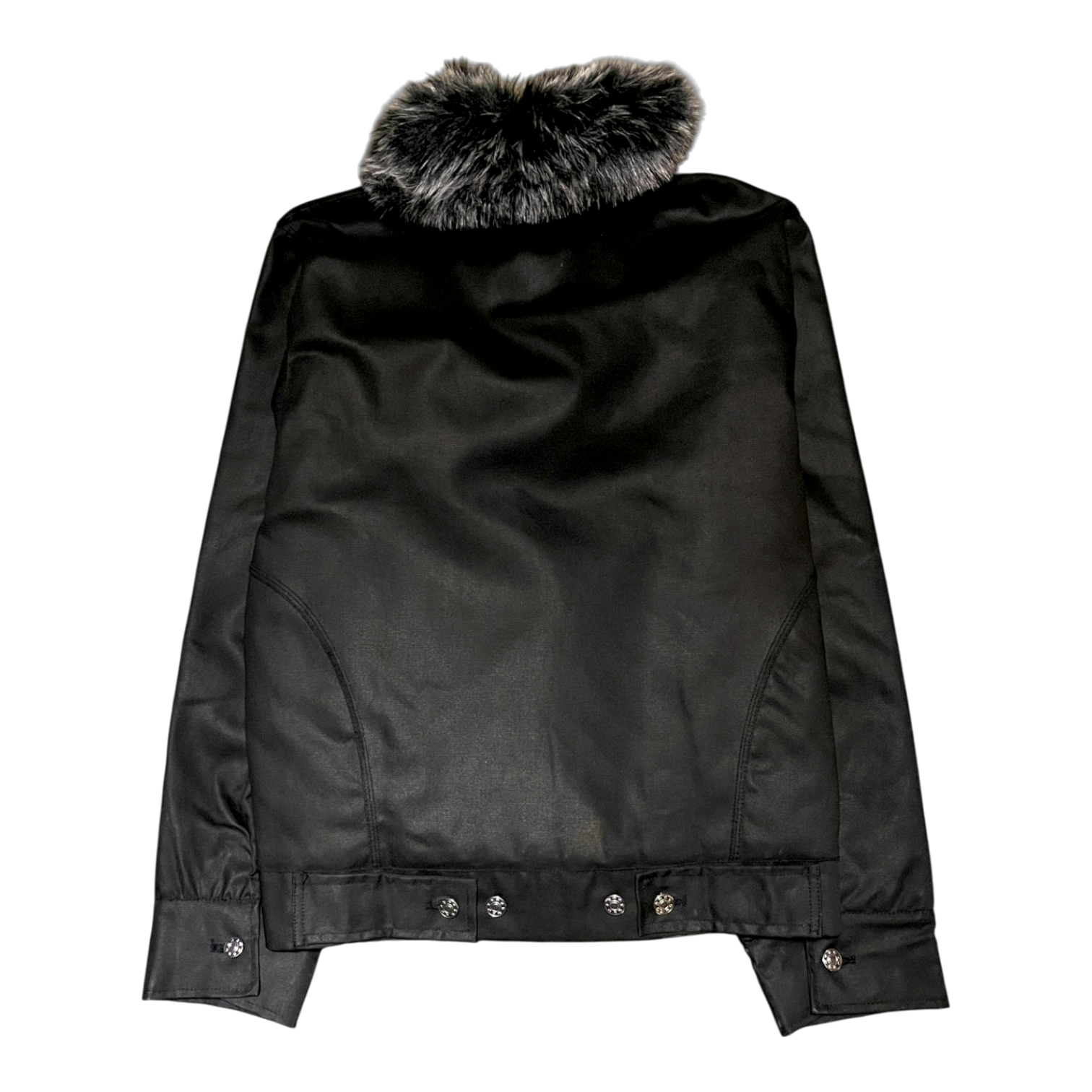 FUR CANVAS JACKET, BLACK