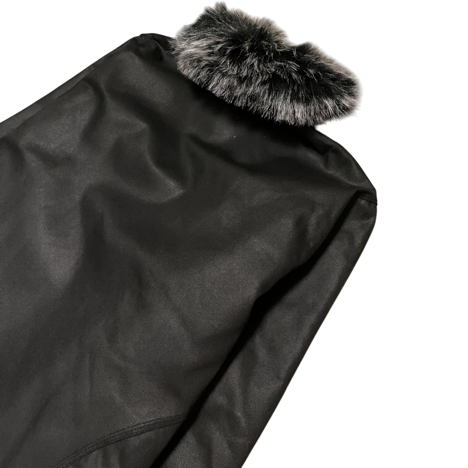 FUR CANVAS JACKET, BLACK