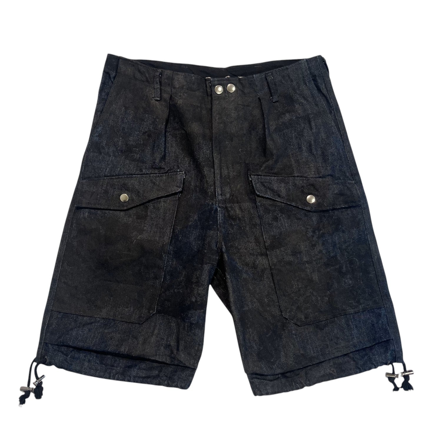 Utility Cargo Shorts - Scattered Surface Print Denim