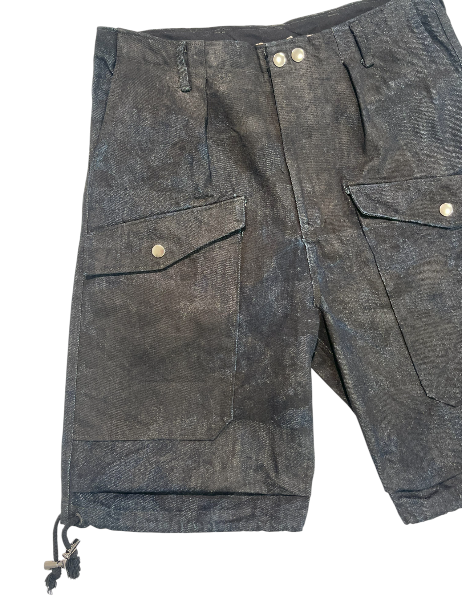 Utility Cargo Shorts - Scattered Surface Print Denim