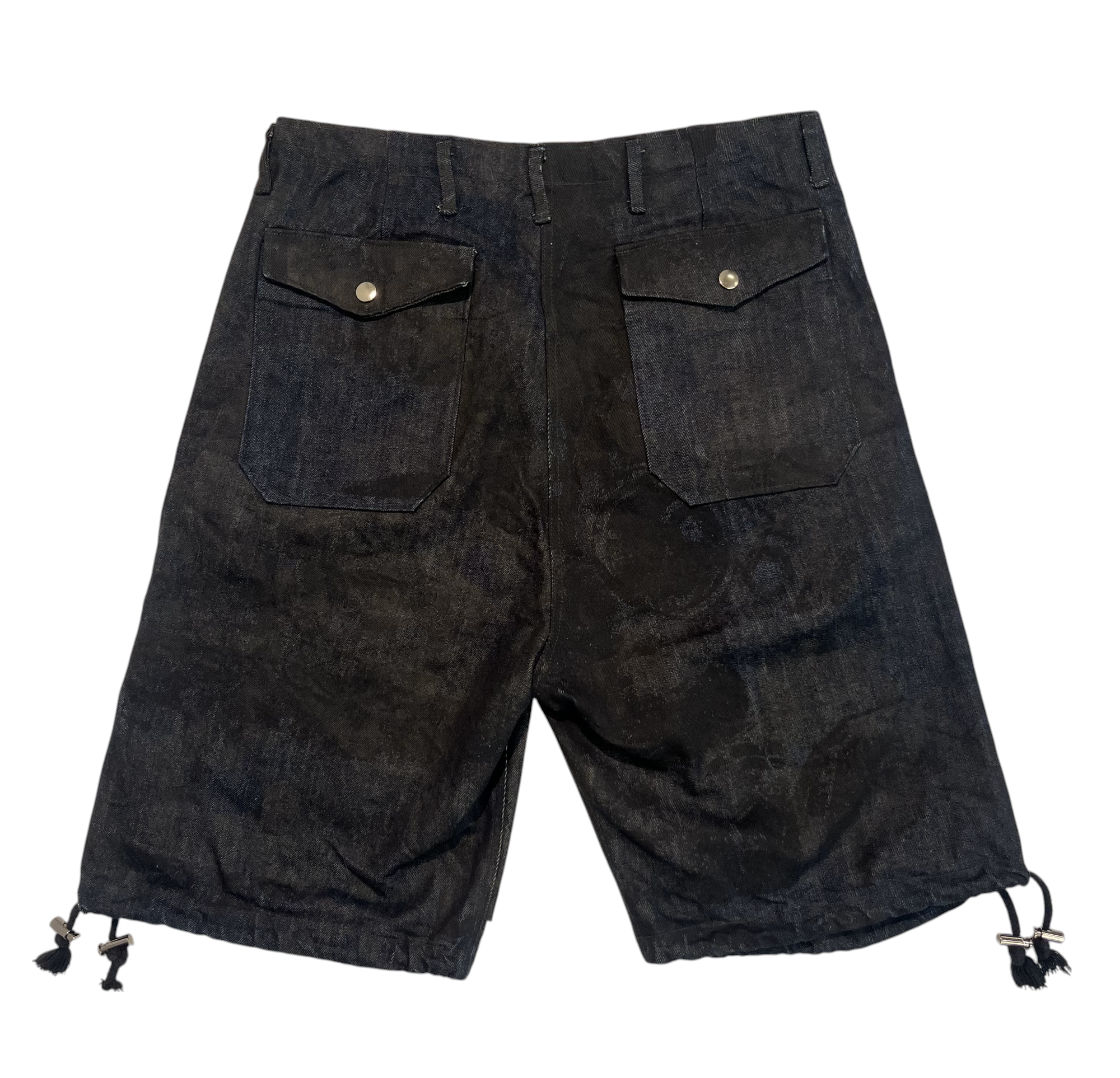 Utility Cargo Shorts - Scattered Surface Print Denim