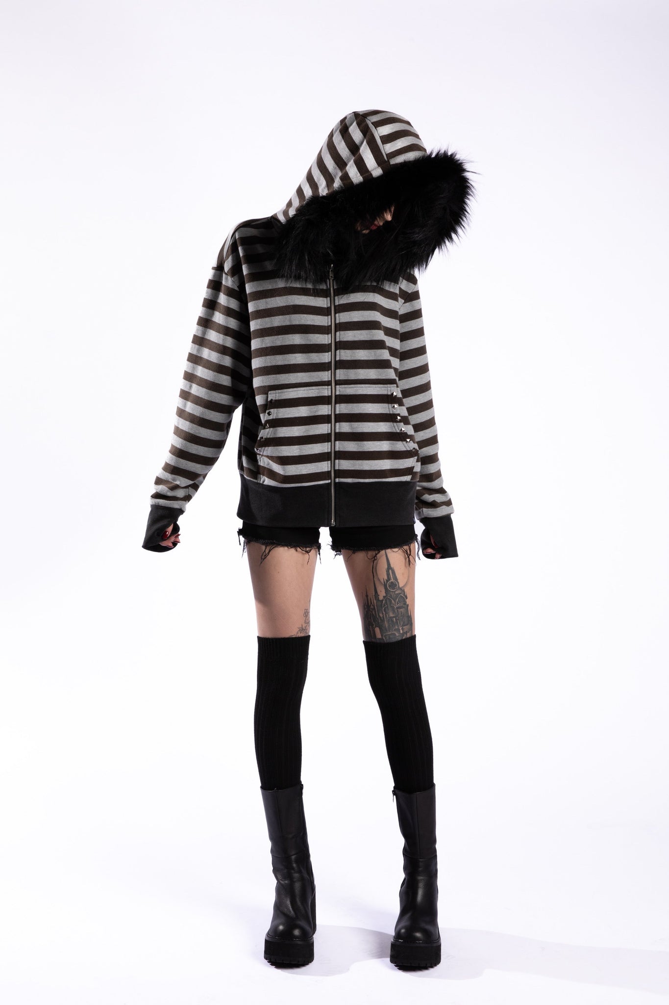 STRIPED FUR ZIP