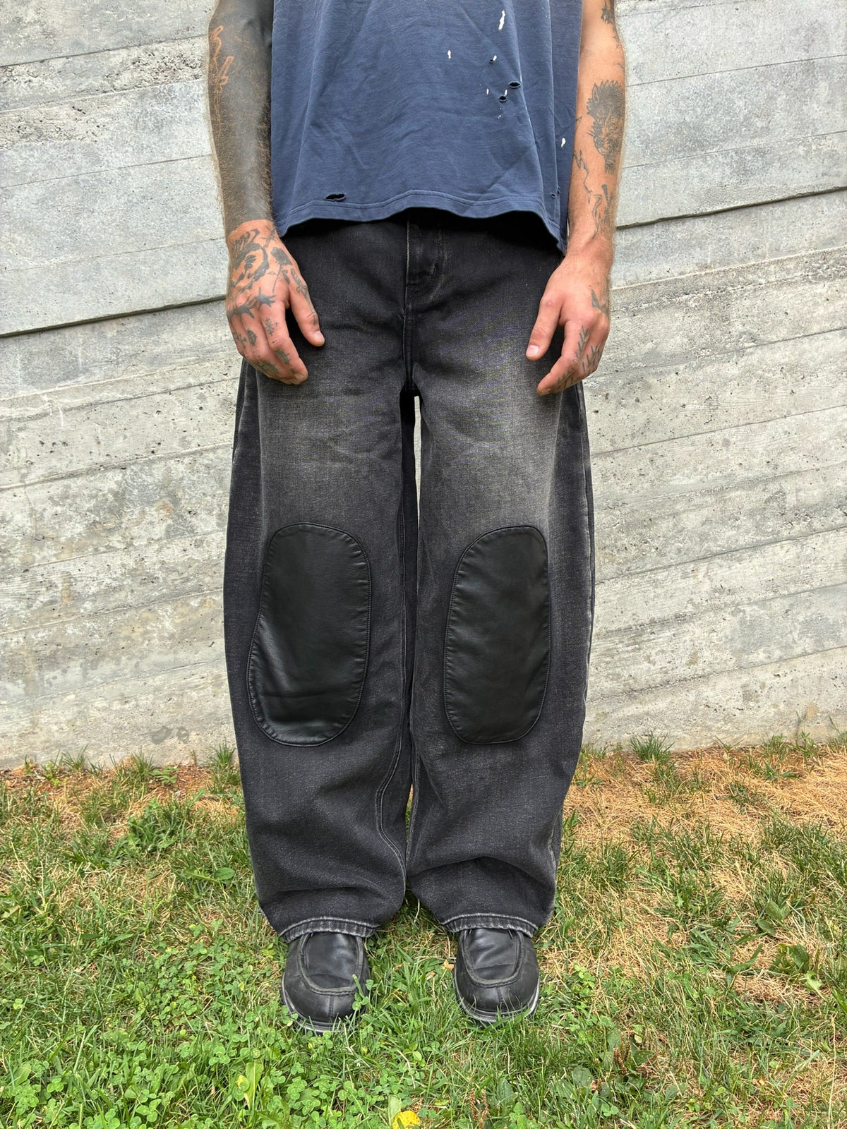 MOSES - Genuine Leather Knee Pad Denim