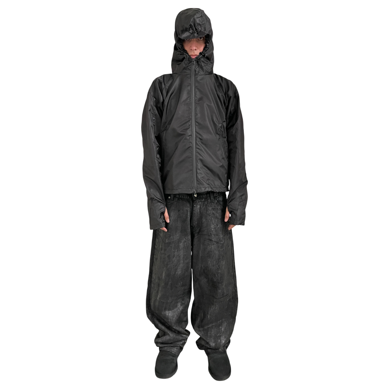 MEN'S CROPPED SHELL JACKET, BLACK