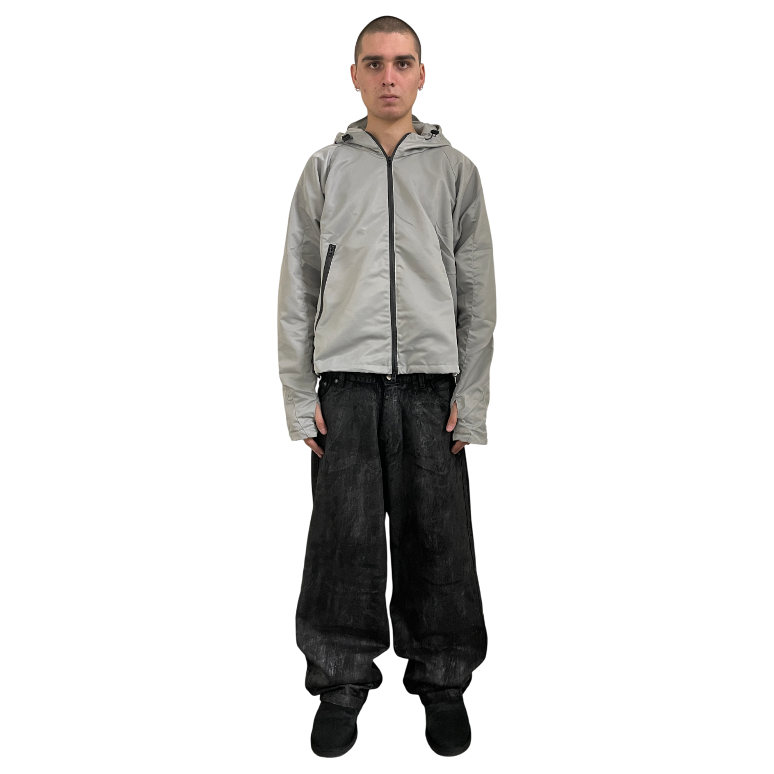 MEN'S CROPPED SHELL JACKET, SILVER